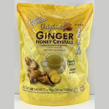 Instant Ginger Honey Crystals Family Value Pack 60 Sachets 18g per Sachets (Total 38oz/ 1080g) By Prince of Peace