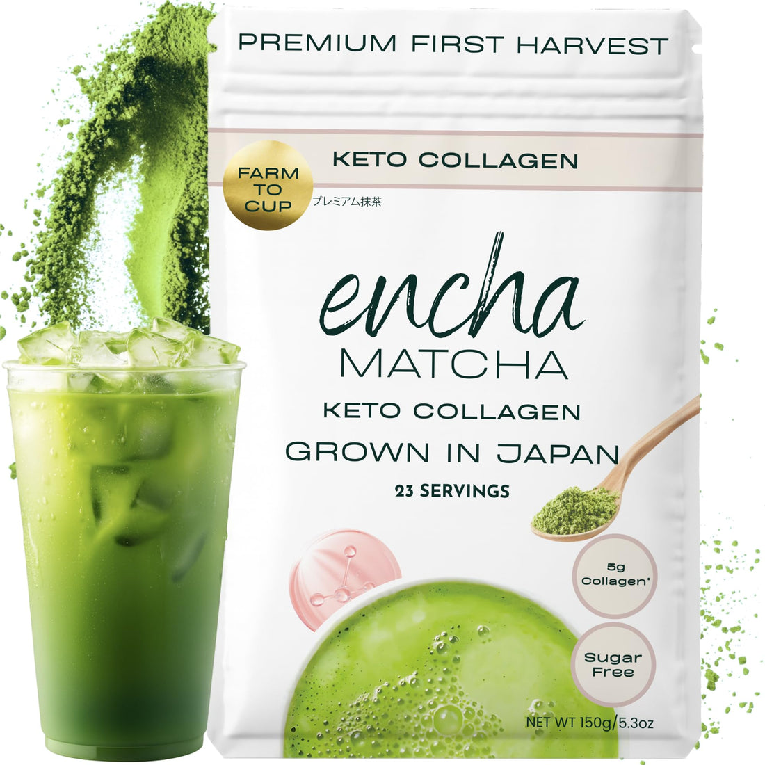 Encha Ceremonial Grade Matcha Powder - Organic First Harvest Japanese Matcha Green Tea, Matcha Tea From Uji, Japan (60g/2.12oz)