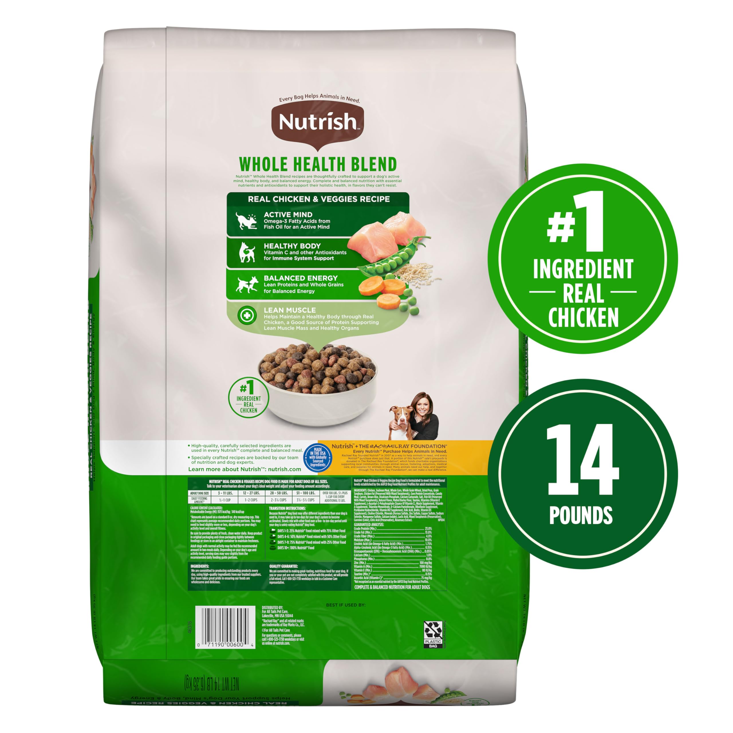 Nutrish Dry Dog Food, Real Chicken & Veggies Recipe Whole Health Blend, 6 lb. Bag (Rachael Ray)
