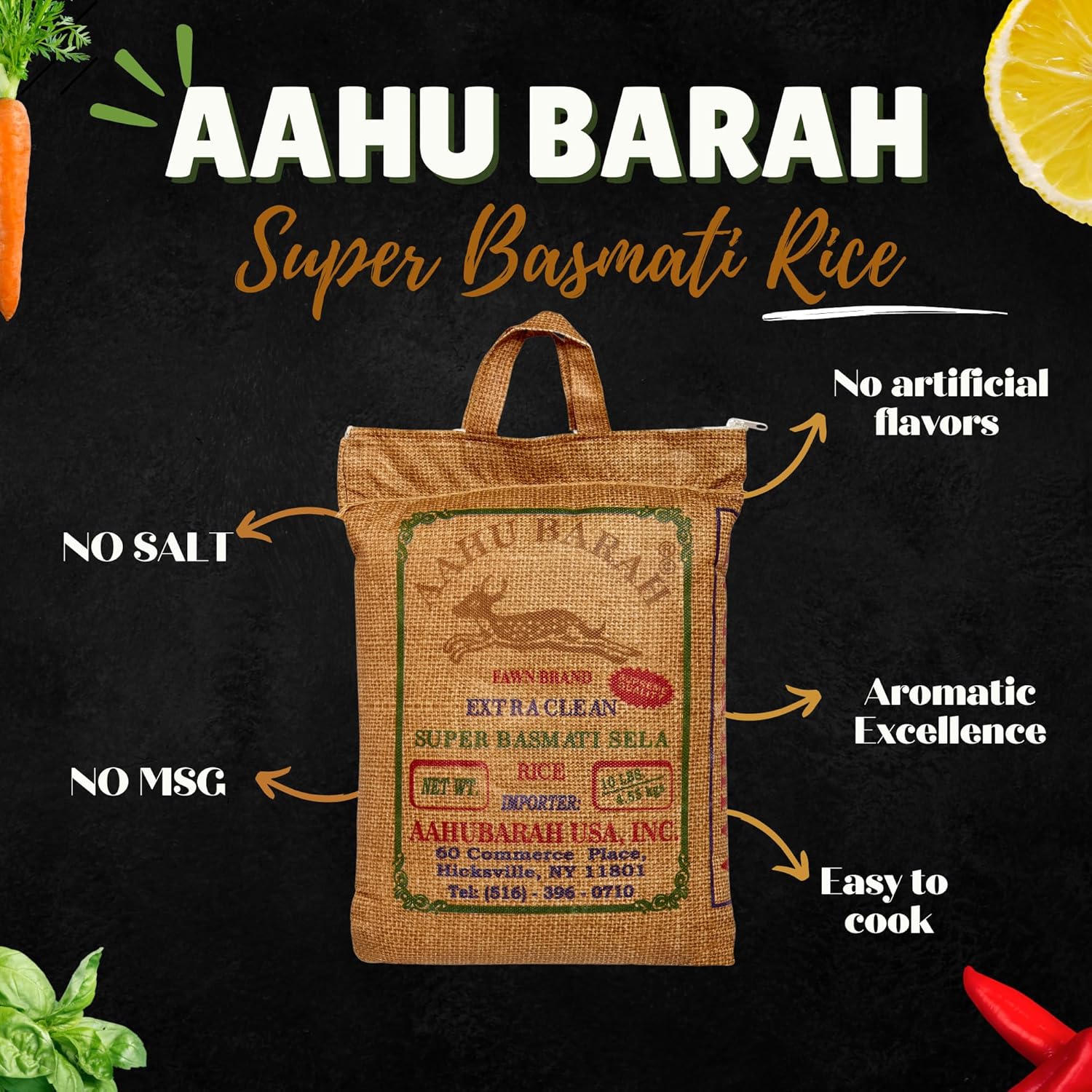 Aahu Barah Basmati Sela Rice - Extra-Long Grain for Superior Culinary Delights 10lb Pack