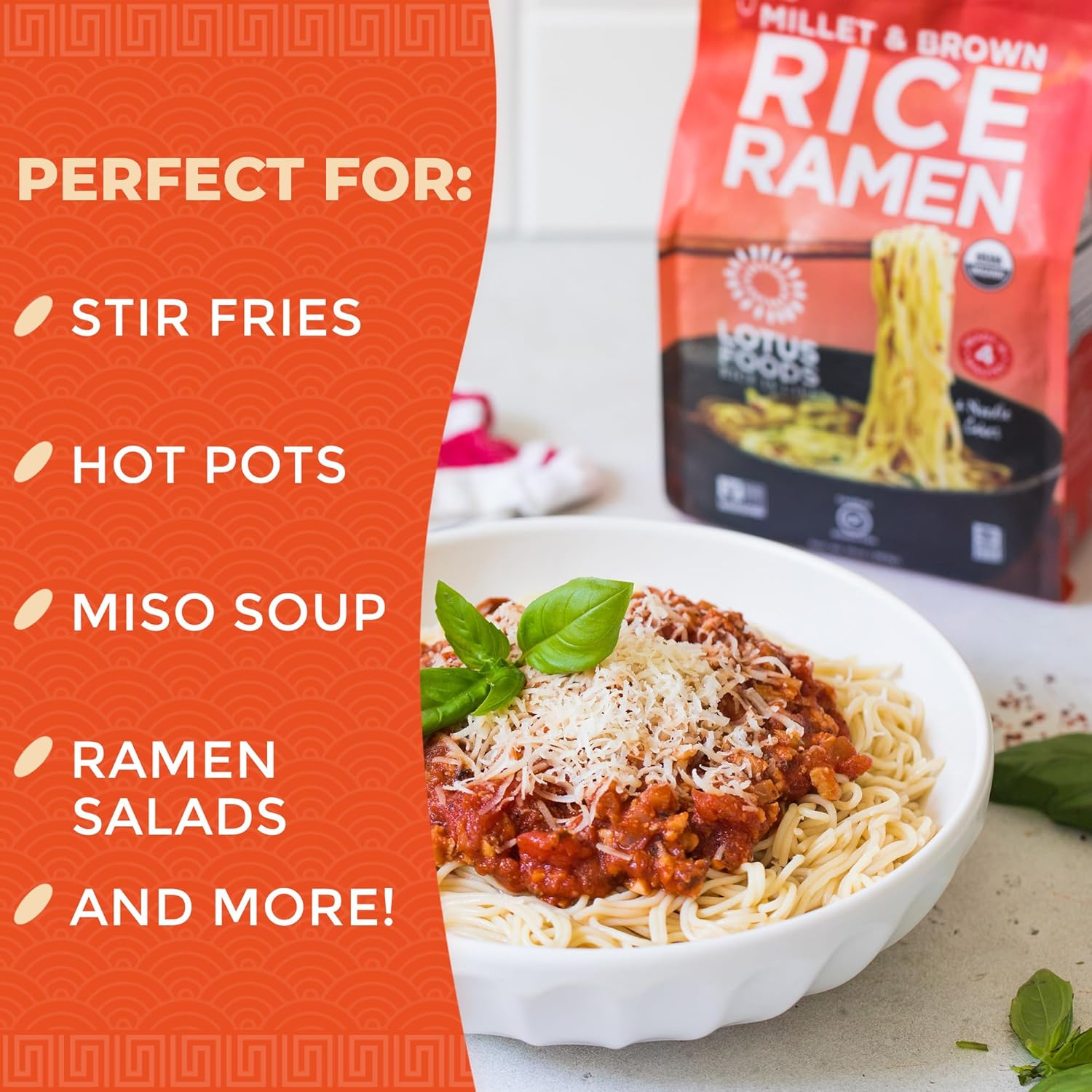 Lotus Foods Organic Millet & Brown Rice Ramen - Gluten Free Ramen Noodles, Whole Grain Ramen Noodles, Organic Vegan Ramen, Low Sodium Rice Noodles, Organic, Gluten-Free, Vegan - 10 Oz Bags (Pack of 3)