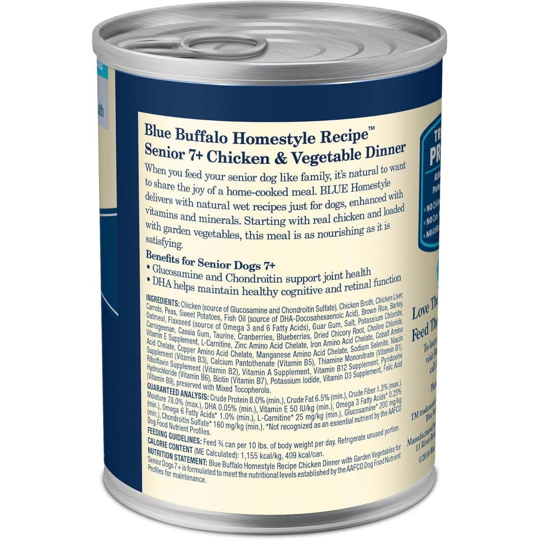 Blue Buffalo Homestyle Recipe Senior Wet Dog Food, Made with Natural Ingredients, Chicken Dinner with Garden Vegetables, 12.5-oz Cans (12 Count)