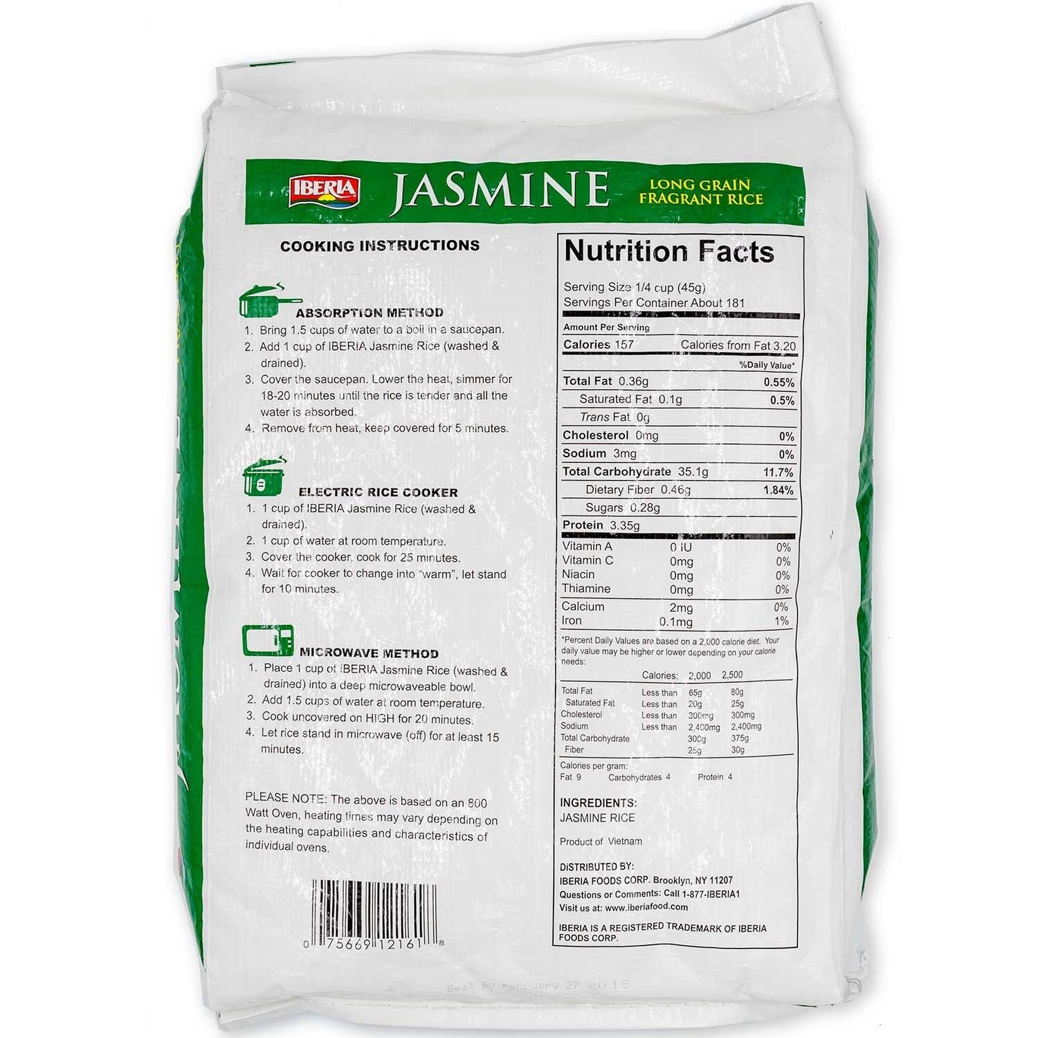 Iberia Jasmine Long Grain Fragrant Rice, 18 Pound