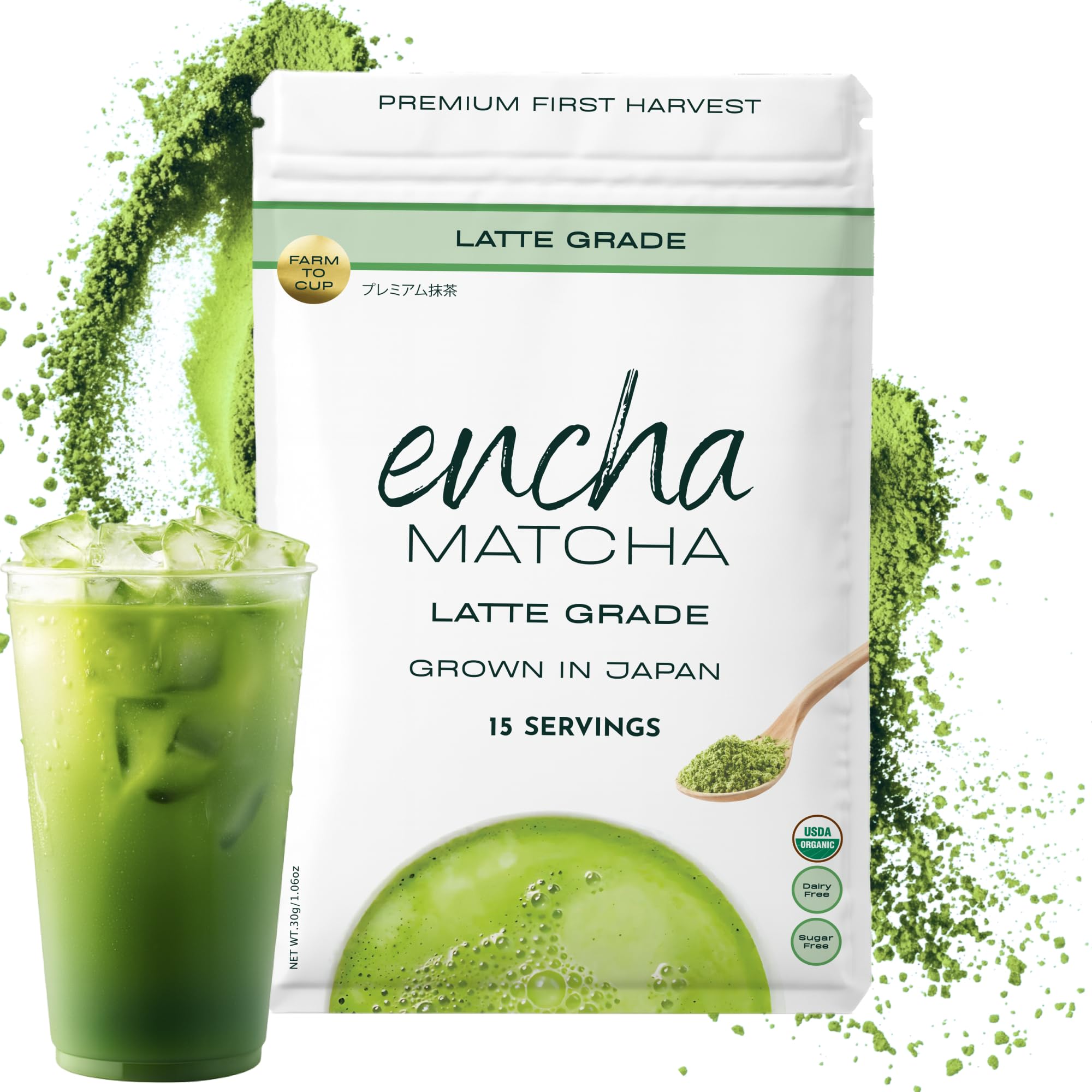 Encha Ceremonial Grade Matcha Powder - Organic First Harvest Japanese Matcha Green Tea, Matcha Tea From Uji, Japan (60g/2.12oz)
