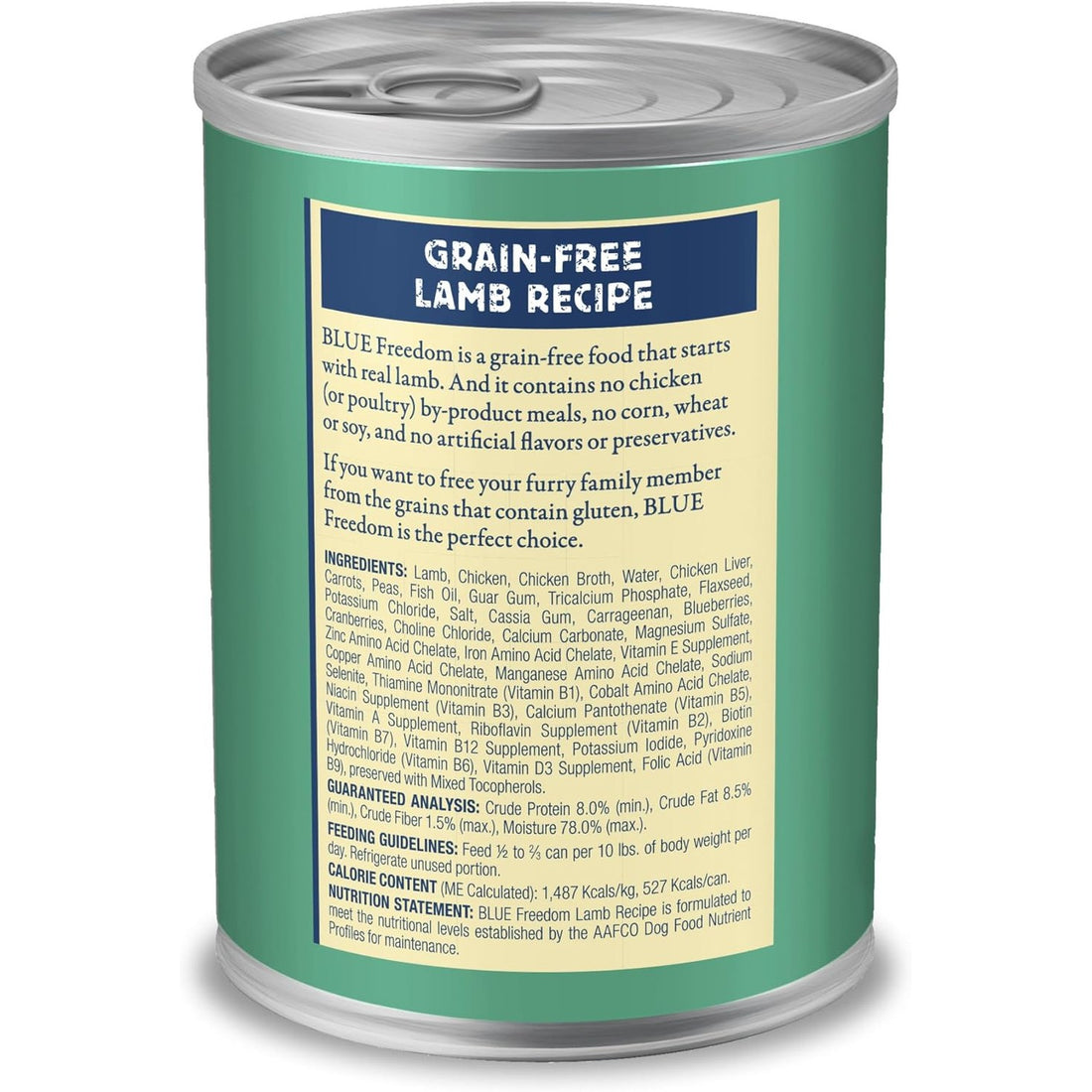 Blue Buffalo Freedom Grain-Free Wet Dog Food, Free of Glutens & Artificial Preservatives, Made with Natural Ingredients, Lamb Recipe, 12.5-oz. Cans (12 Count)