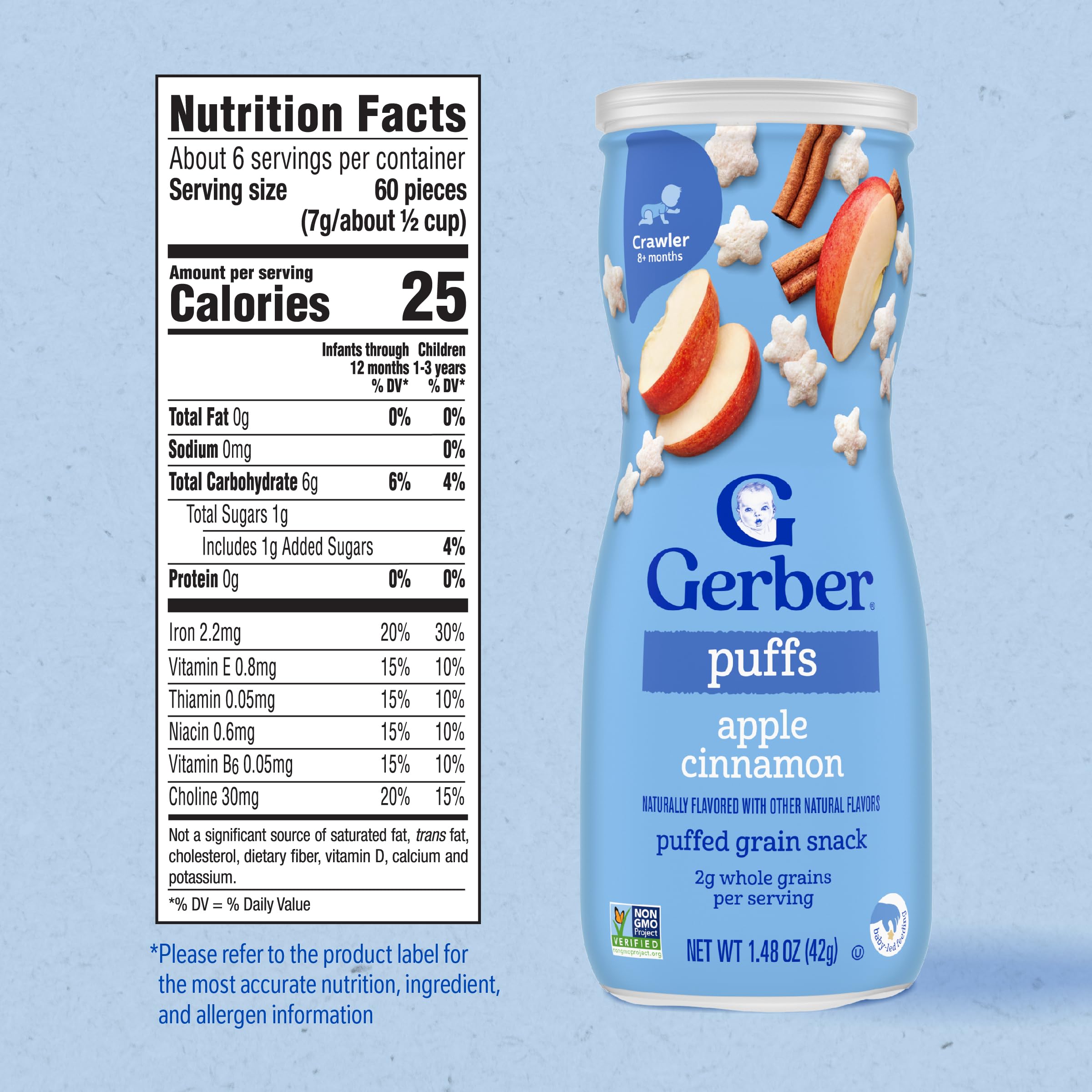 Gerber Baby Snacks Puffs, Blueberry, 1.48 Ounce (Pack of 6)
