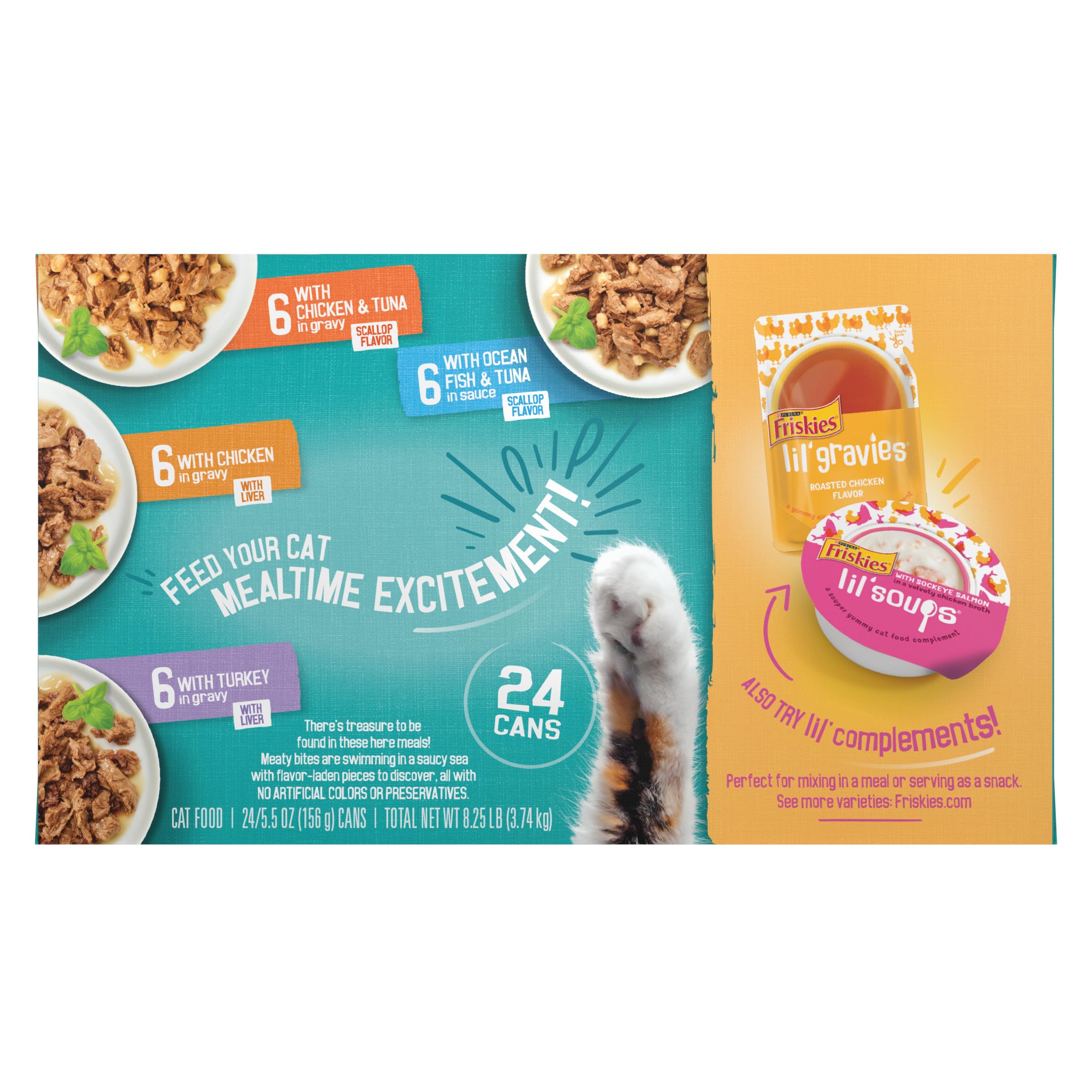 Purina Friskies Wet Cat Food Variety Pack, Tasty Treasures Prime Filets (With Chicken and Tuna, With Chicken, and With Ocean Fish and Tuna, and With Turkey) - (Pack of 24) 5.5 oz. Cans