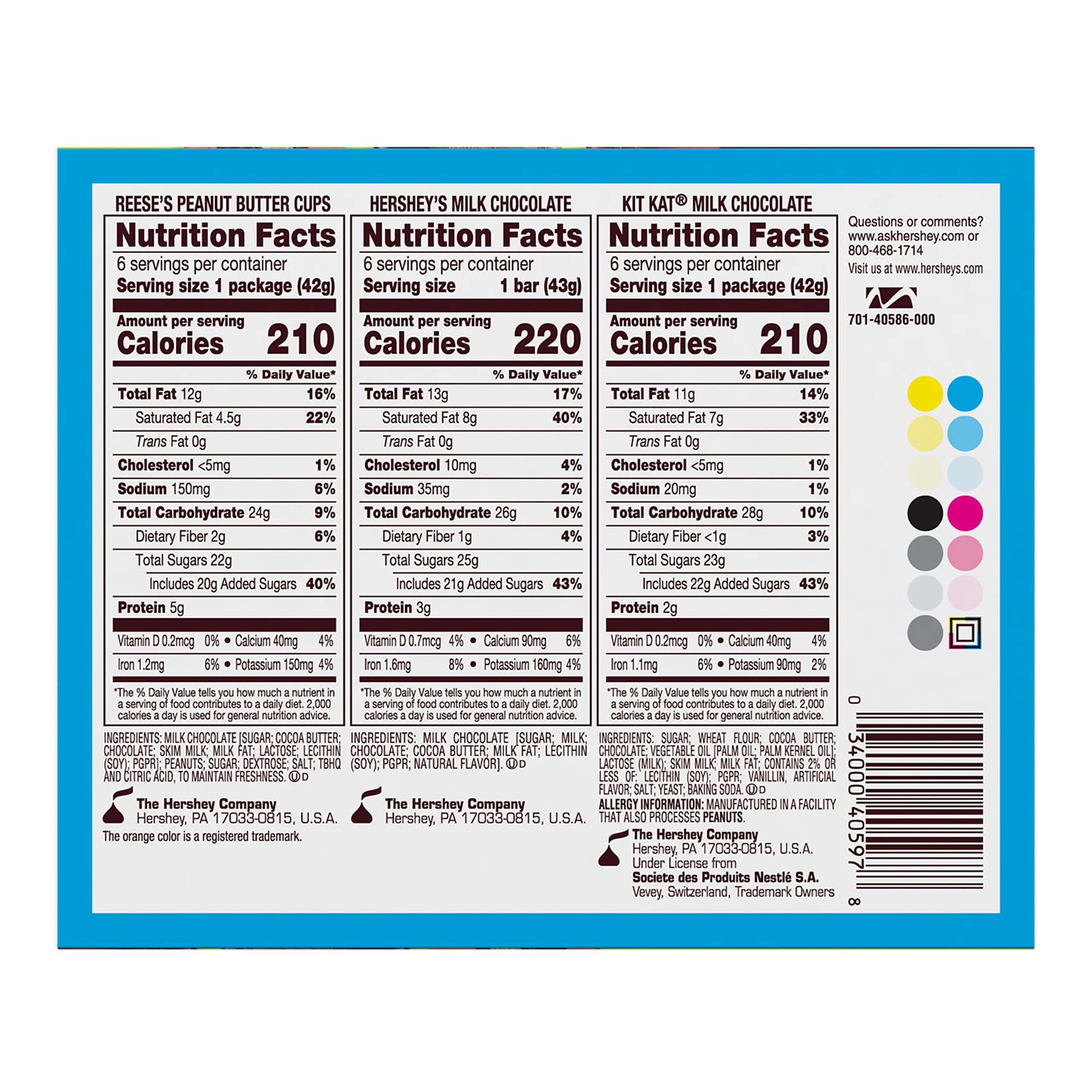 HERSHEY'S, KIT KAT and REESE'S Assorted Milk Chocolate Candy Variety Box, 27.3 oz (18 Count)