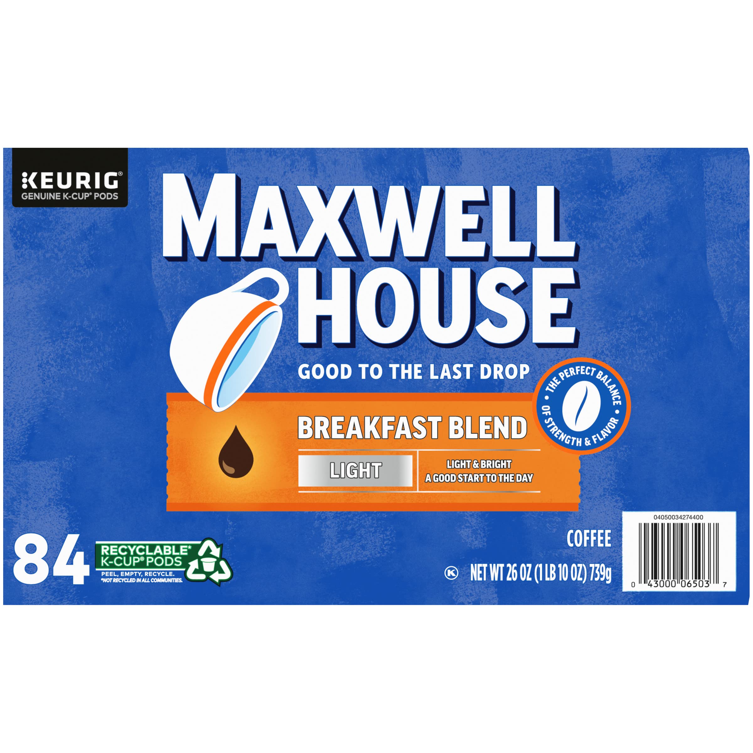 Maxwell House House Blend Medium Roast K-Cup Coffee Pods, 84 ct Box
