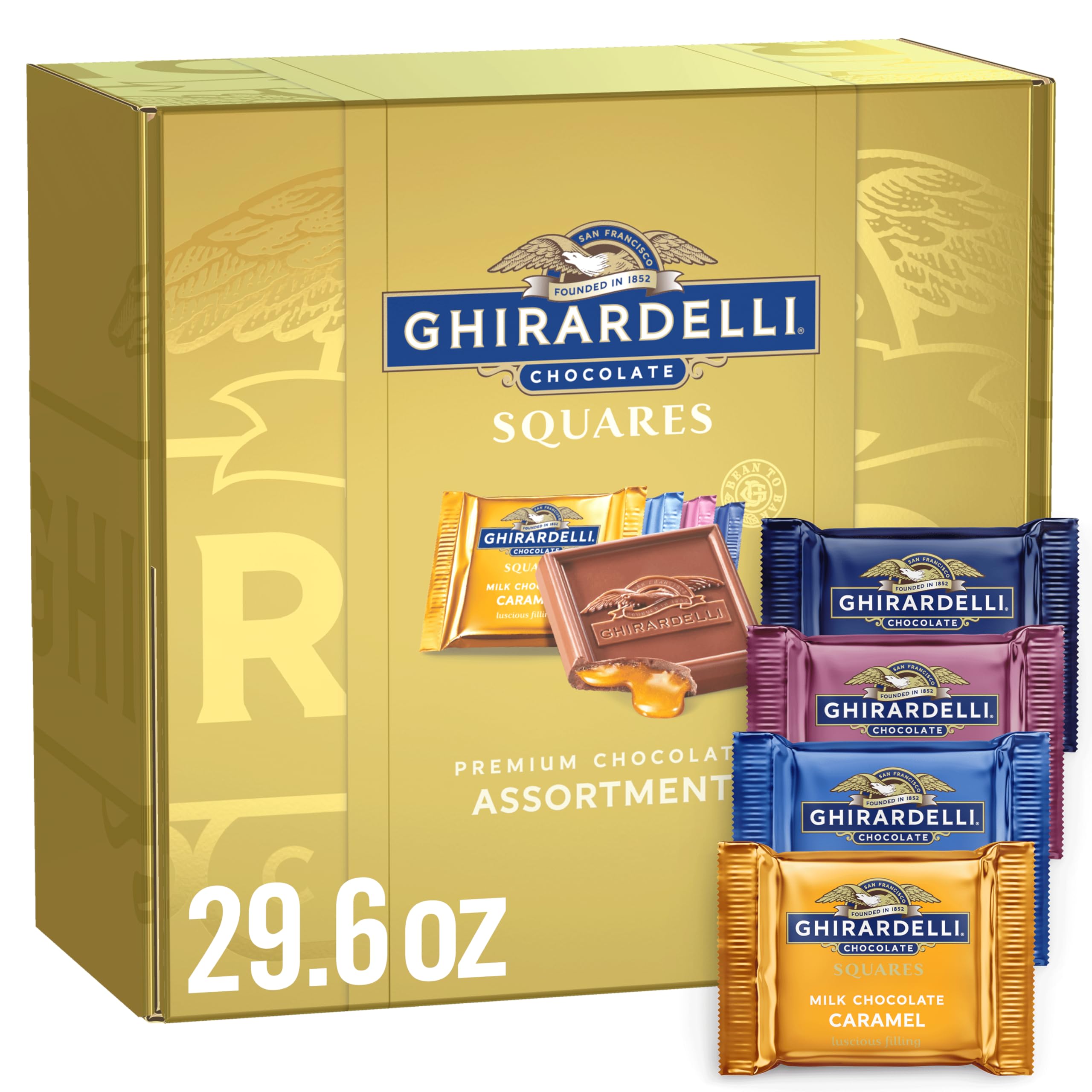 GHIRARDELLI Premium Chocolate Assortment SQUARES Gift Box, 29.6 oz