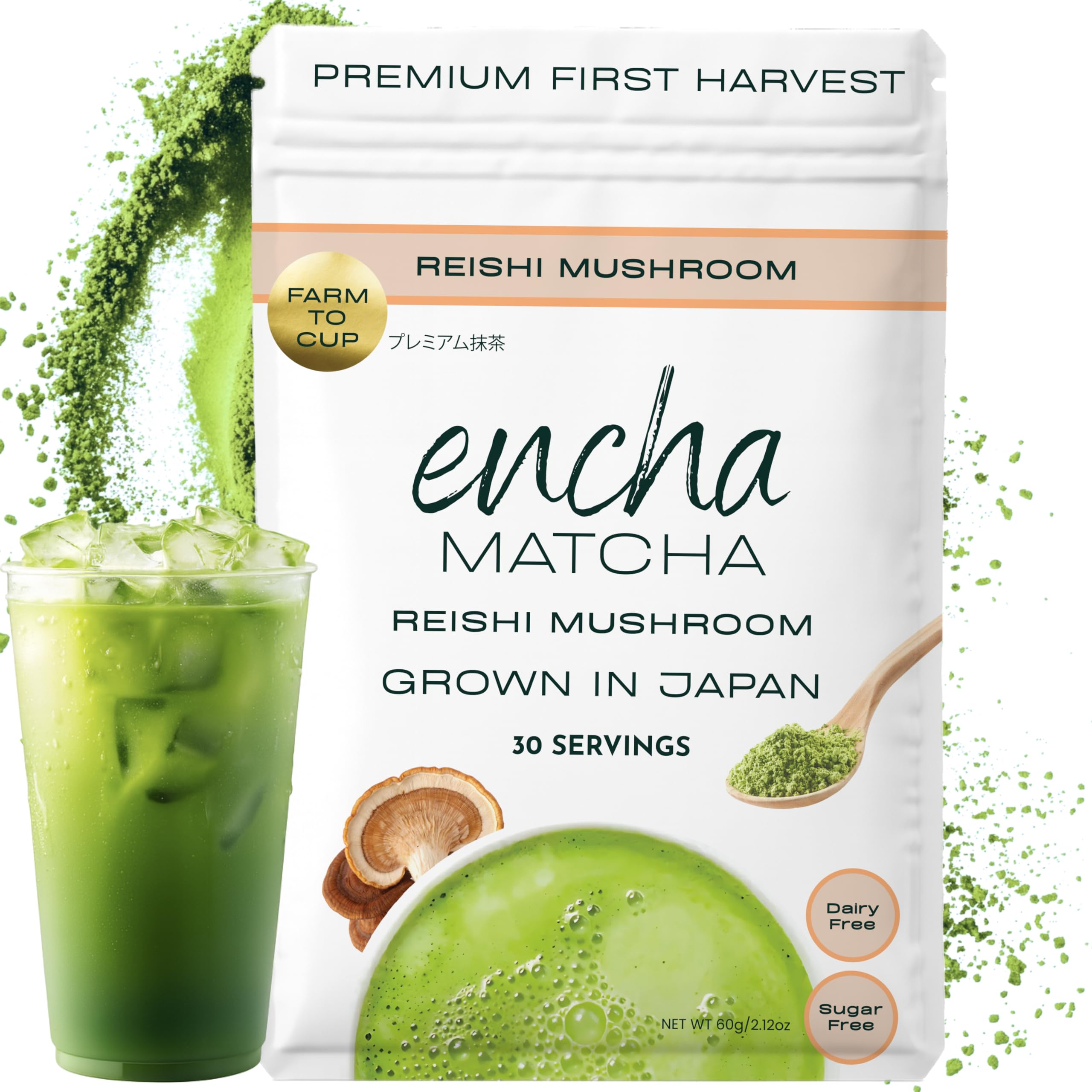 Encha Ceremonial Grade Matcha Powder - Organic First Harvest Japanese Matcha Green Tea, Matcha Tea From Uji, Japan (60g/2.12oz)