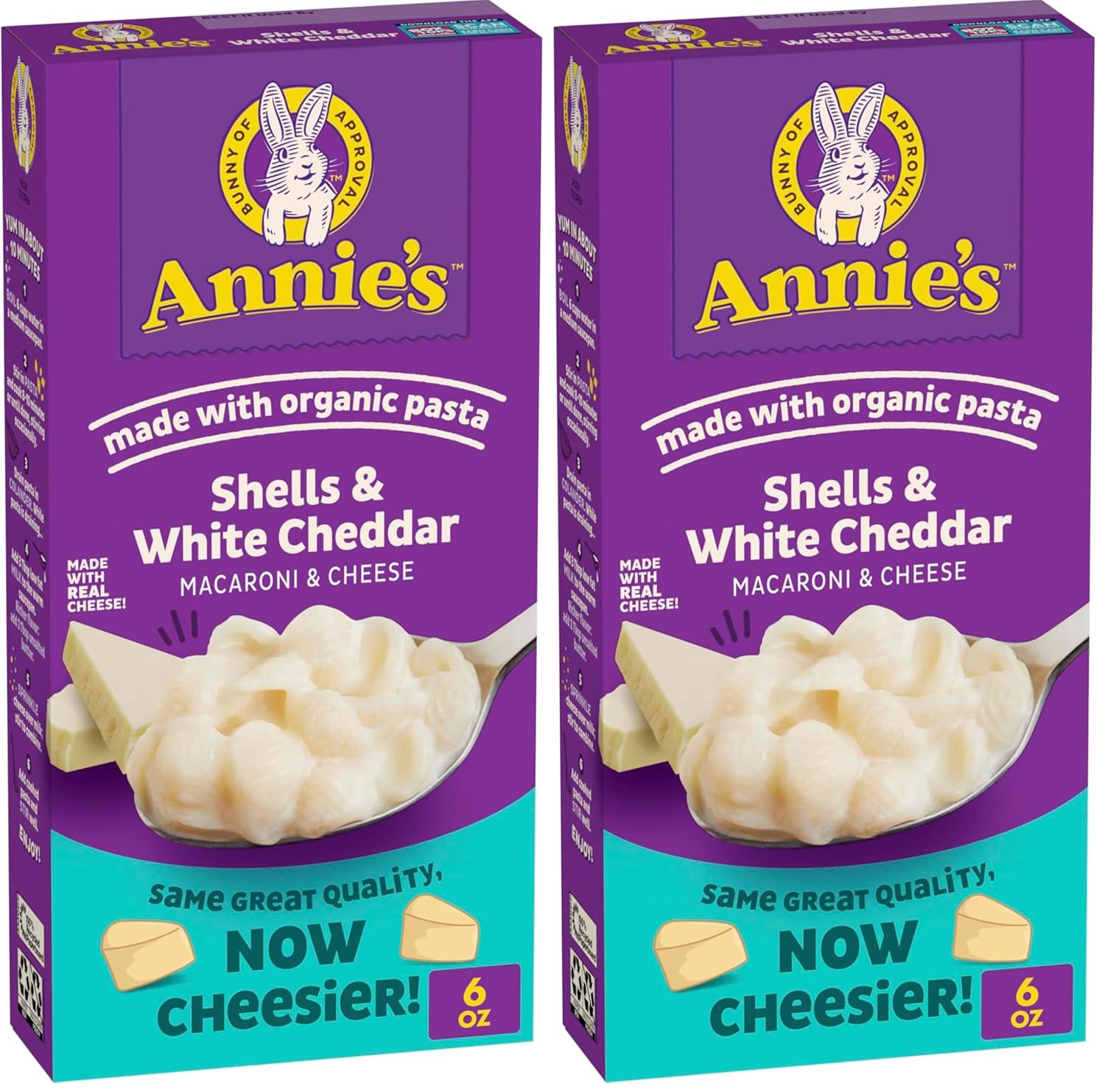 Annie's Shells and White Cheddar, Made with Organic Pasta and Real Cheese, 6 oz (Pack of 12)