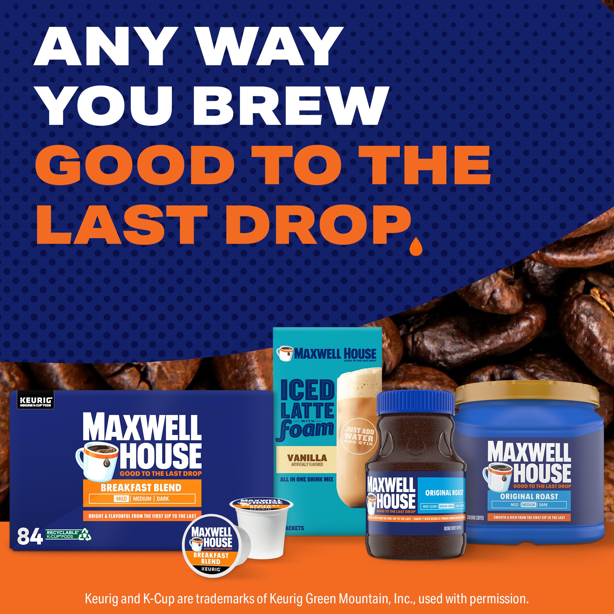 Maxwell House House Blend Medium Roast K-Cup Coffee Pods, 84 ct Box