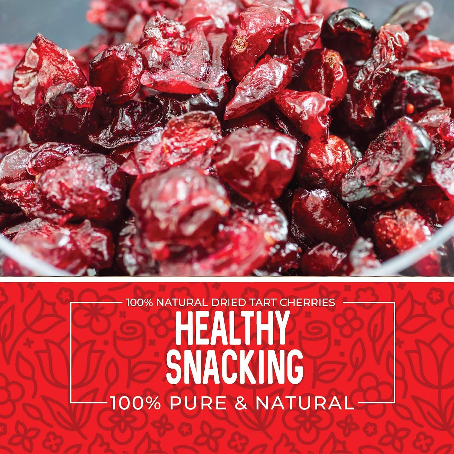 Herbaila Dried Cherries Tart Cherry, Montmorency Tart Cherries, Dried Sour Cherries Fresh, Montmorency Dried Tart Cherries, Dried Cherries, All-Natural Whole Sour Cherry (1lb)