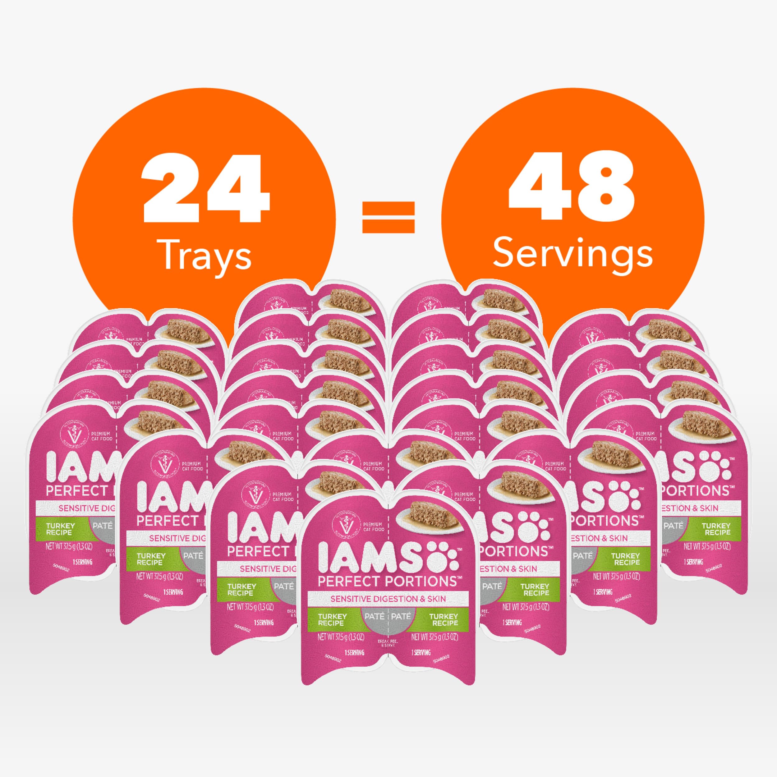 IAMS Perfect Portions Healthy Adult Wet Cat Food Pate, Chicken and Tuna Recipe Variety Pack, Easy Peel Twin-Pack Trays (12 Count, 24 Servings) (Pack of 2)