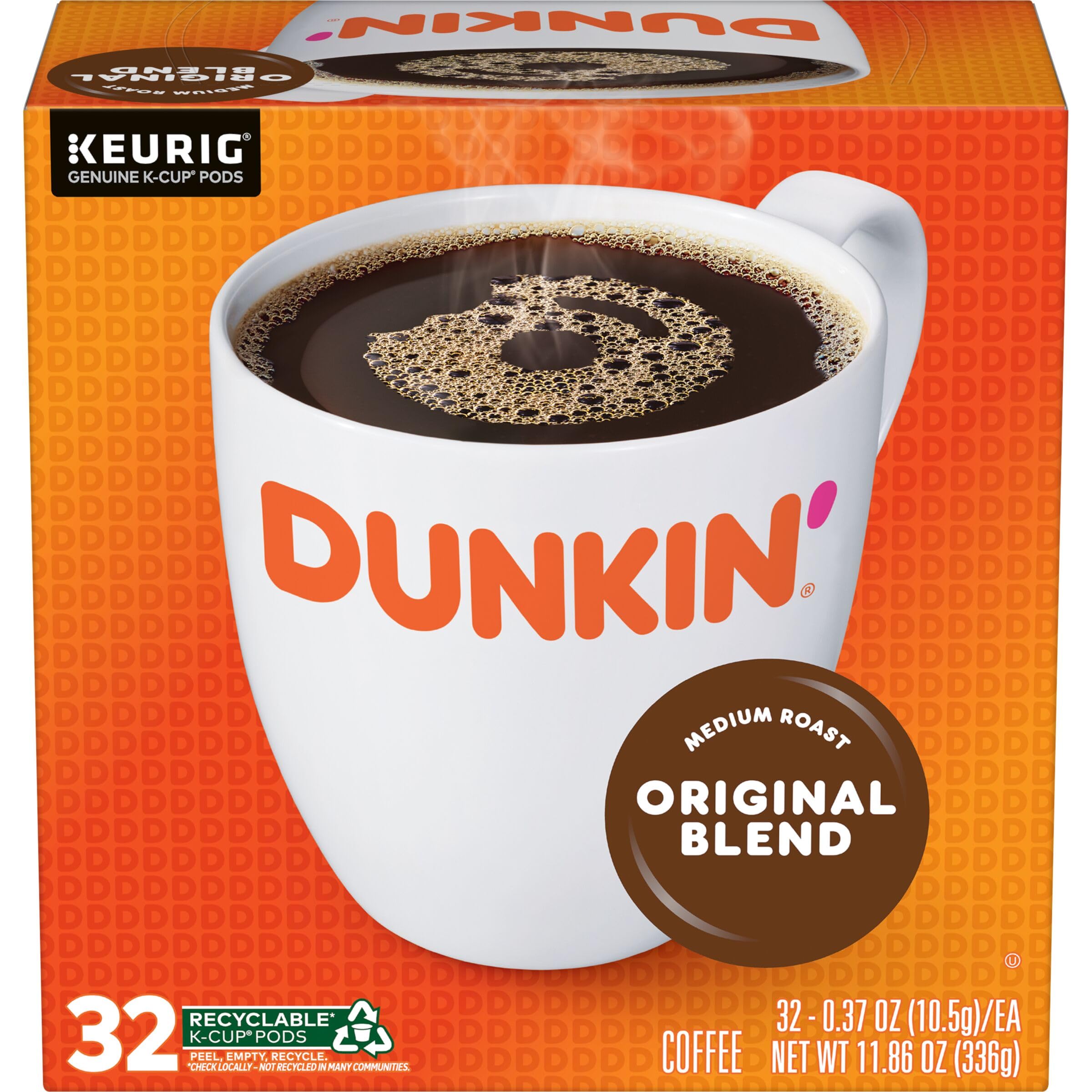 Dunkin' Original Blend Medium Roast Coffee, 60 Keurig K-Cup Pods