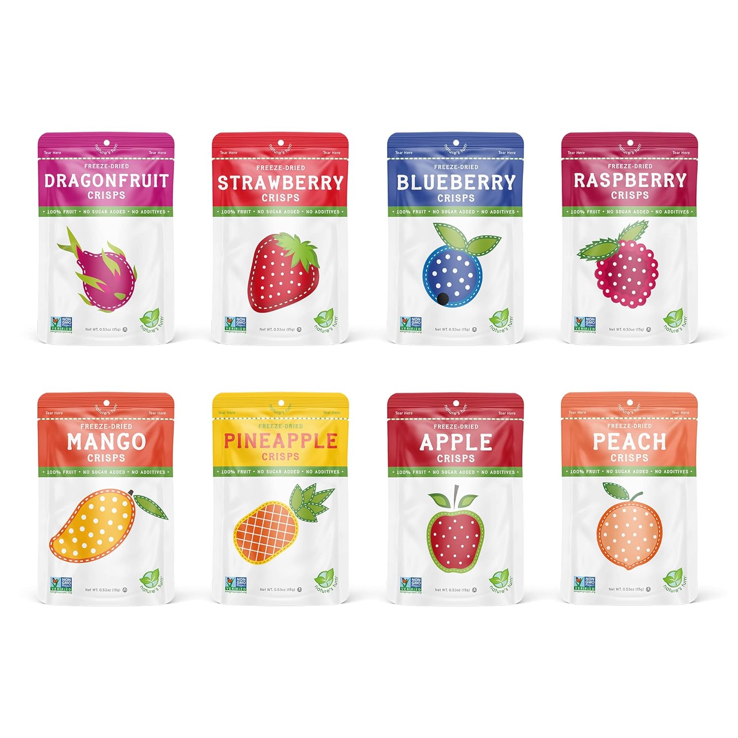 Nature’s Turn Freeze-Dried Strawberry Crisps – Healthy, Gluten-Free, Crispy & Delicious, Plant-Based Snack, Ideal for Cereal, Smoothies, School Lunches, & On-the-Go, Bags of 12 (0.53 oz Each)