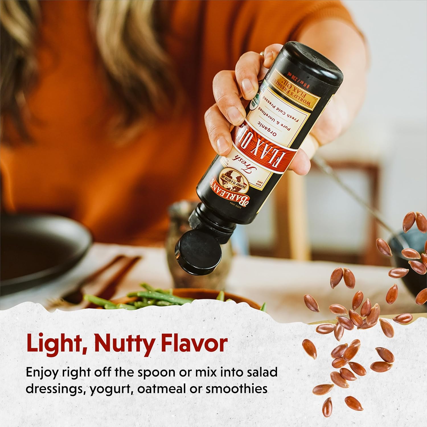 Barlean's Organic Flaxseed Oil Liquid from Fresh Cold Pressed Flax Seeds, 7,640mg ALA Omega 3 Fatty Acid Supplement for Healthy Hair and Skin, Vegan and Gluten Free, 16 oz