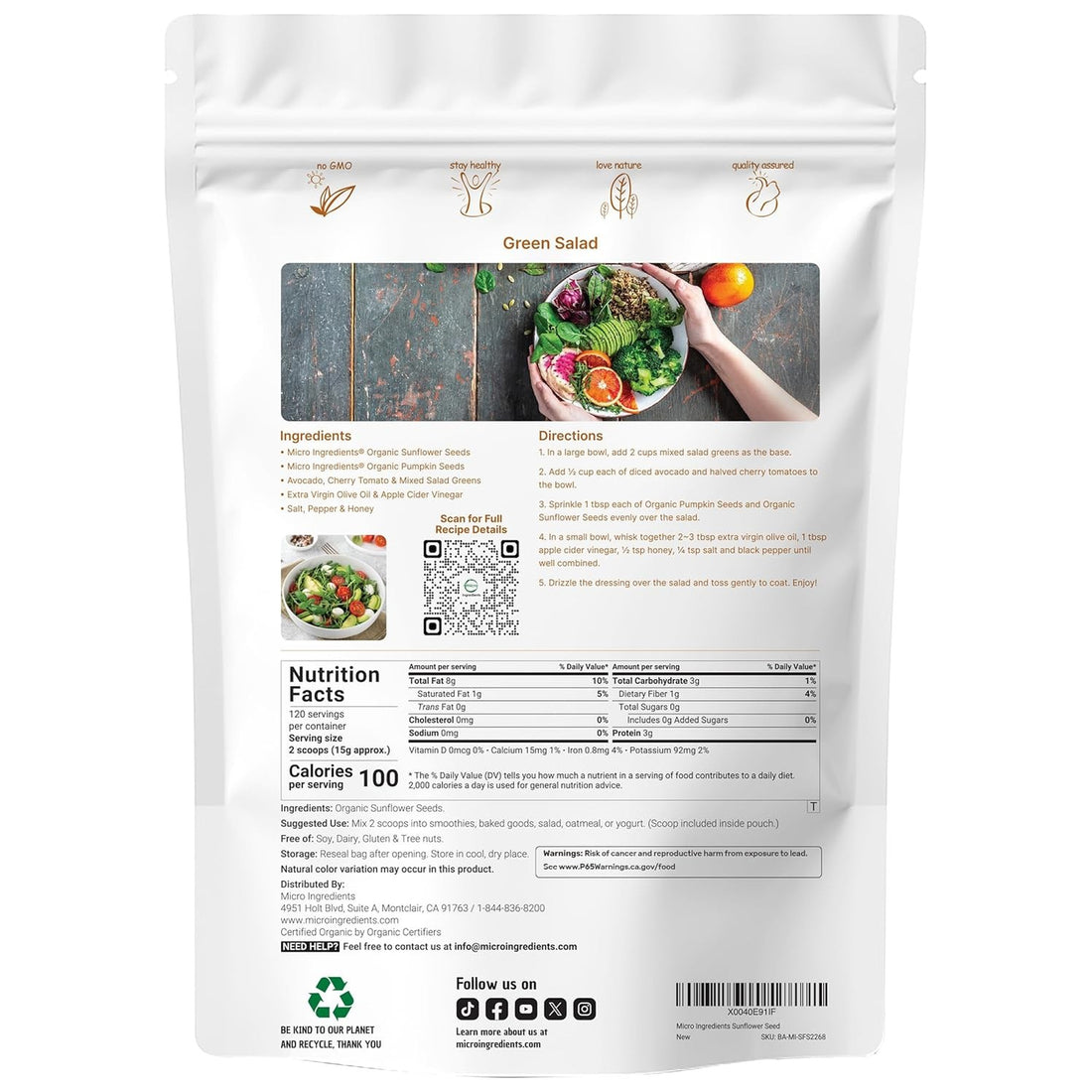 Organic Sunflower Seeds, 4lbs | Raw, Unsalted, & Shelled – Whole Kernels | Low Carb Snack | Great for Baking, Smoothies, & Salad Toppings | Non-GMO, Vegan, Plant Based