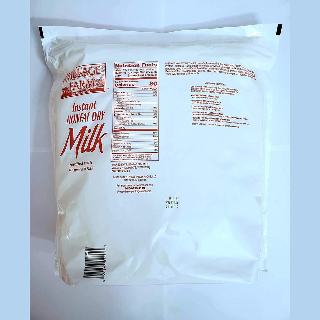 Village Farm Instant Nonfat Dry Milk, 5lbs.