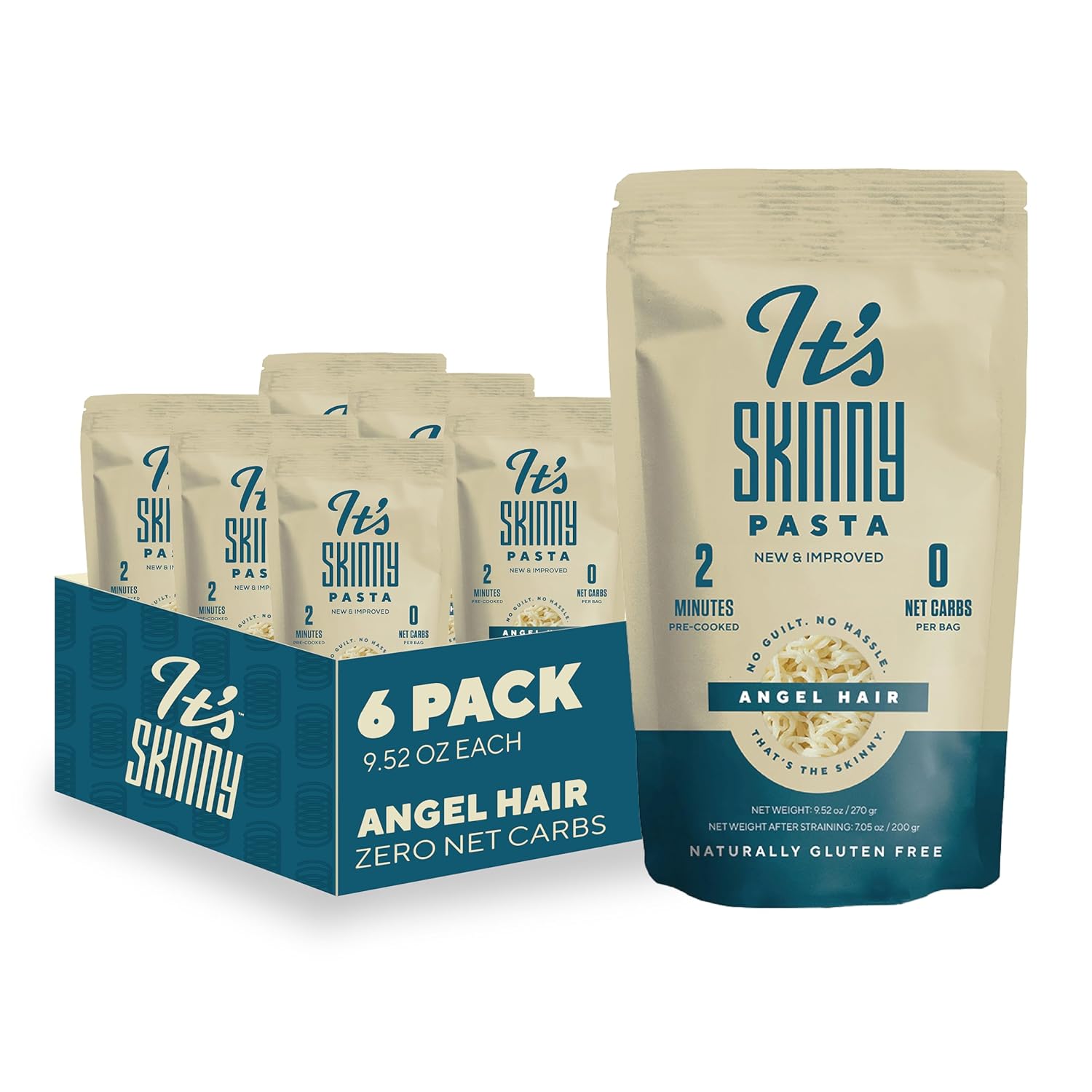 It’s Skinny Fettuccine Pasta – Low Carb Pasta, Gluten Free, Keto & Vegan-Friendly, Shirataki Konjac, Sugar-Free, High in Fiber, Only 4.5 Calories Per Serving, Ready in 2 Minutes (6 Packs)