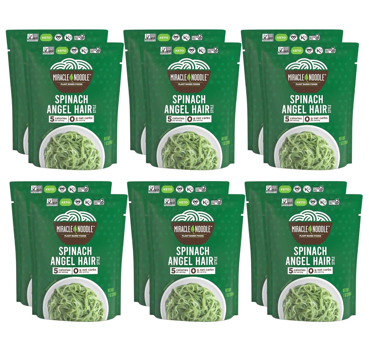 Miracle Noodle Ready to Eat Variety Pack, 7 Oz (Pack of 8), Angel Hair, Fettuccine, Spaghetti & Rice, Plant Based Shirataki Konjac Noodles, 5 Calories, Low Carb, Keto, Gluten-Free