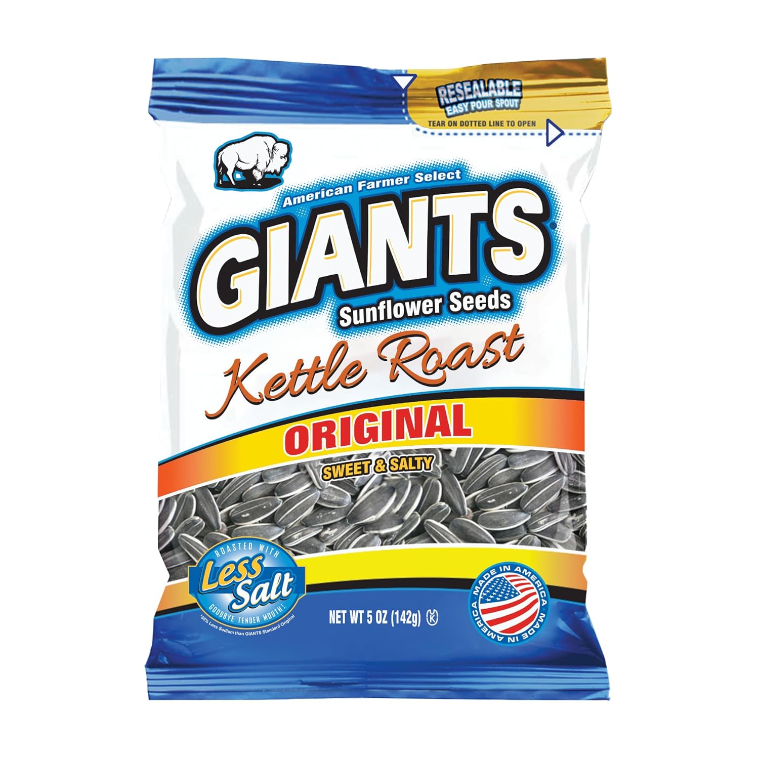 GIANTS Original Sunflower Seeds - Sunflower Seeds to Eat, Sunflower Seeds Bulk, Lightly Salted Sunflower Seeds for Eating, High Protein Snack - 5.75 oz Resealable Bags (Case of 12)