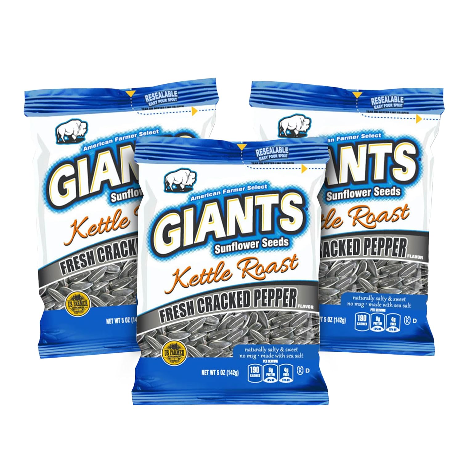 GIANTS Original Sunflower Seeds - Sunflower Seeds to Eat, Sunflower Seeds Bulk, Lightly Salted Sunflower Seeds for Eating, High Protein Snack - 5.75 oz Resealable Bags (Case of 12)