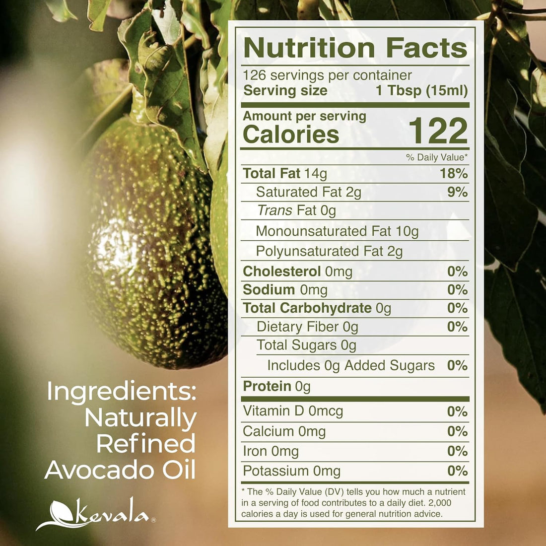 Kevala Avocado Oil – Cold Pressed | Non‑GMO Project Verified & Kosher | Multipurpose for High Smoke Point Cooking, Roasting, Sautéing & Skin Moisturizing – Ideal Kitchen Staple – 128 Fl Oz (Pack of 1)