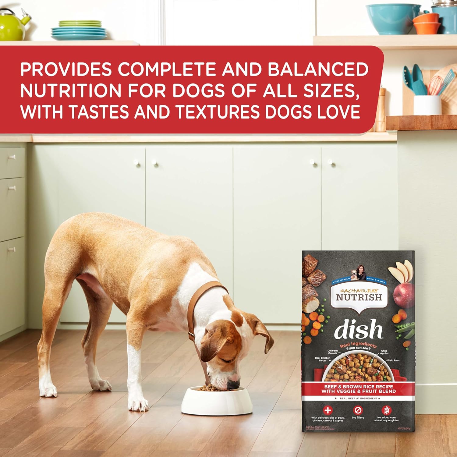 Rachael Ray Nutrish Dish Dry Dog Food Beef & Brown Rice Recipe With Veggie & Fruit Blend, 23 lb. Bag