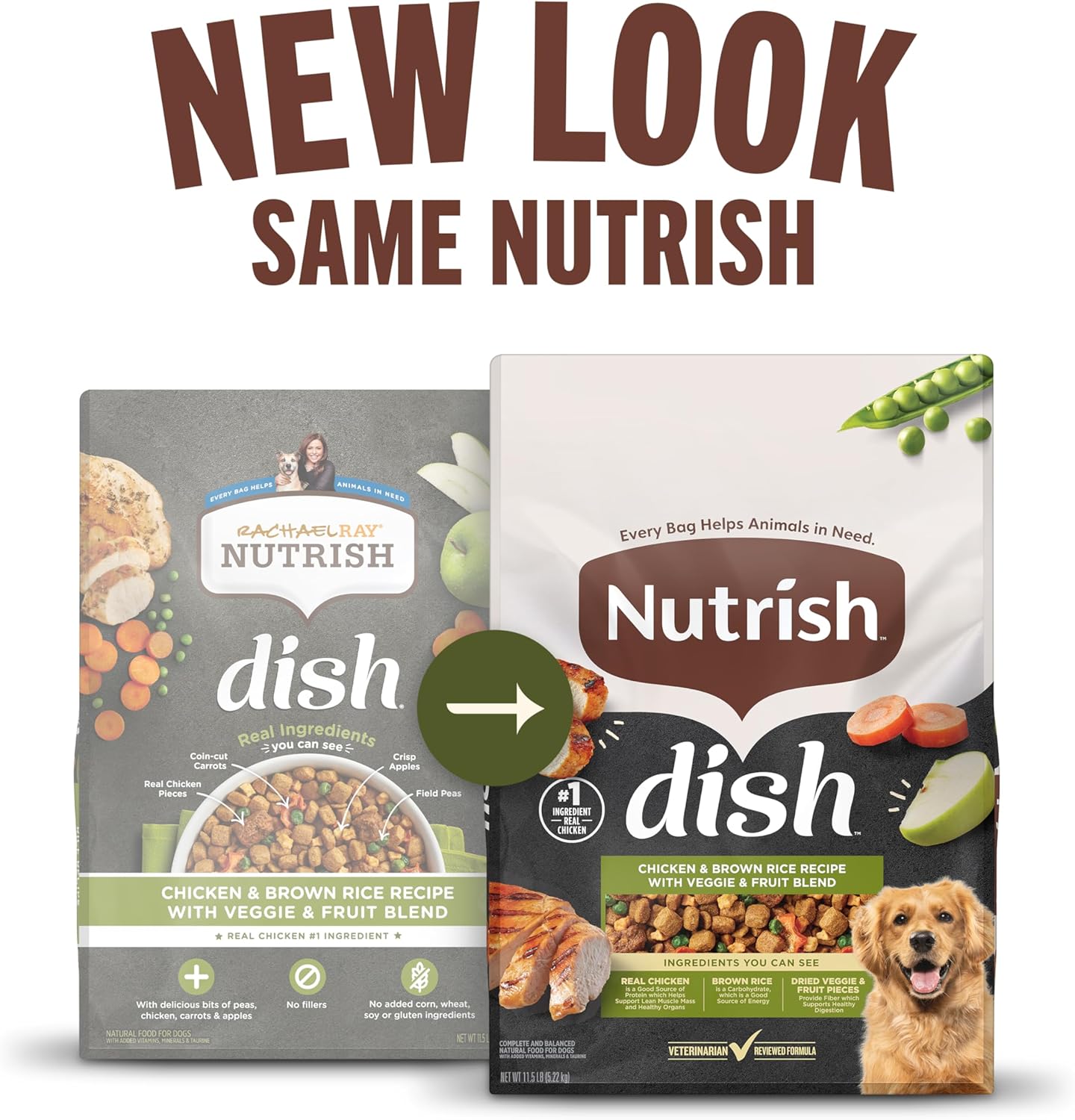 Rachael Ray Nutrish Dish Dry Dog Food Beef & Brown Rice Recipe With Veggie & Fruit Blend, 23 lb. Bag