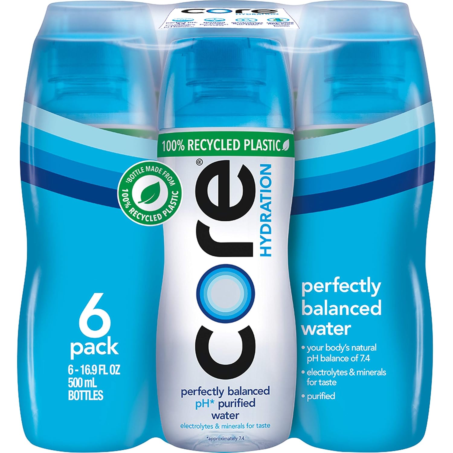 Core Hydration Perfectly Balanced Water, .5 L bottles, 24 Count (4 Packs of 6)