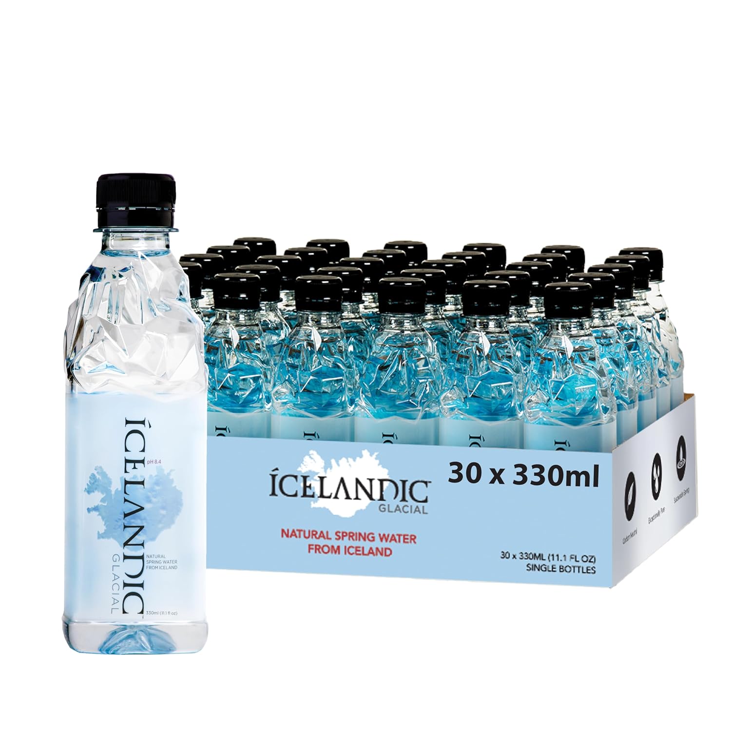 Icelandic Glacial Natural Spring Alkaline Water, 33.81 Fl Oz (Pack of 12), 405.6 Fl Oz