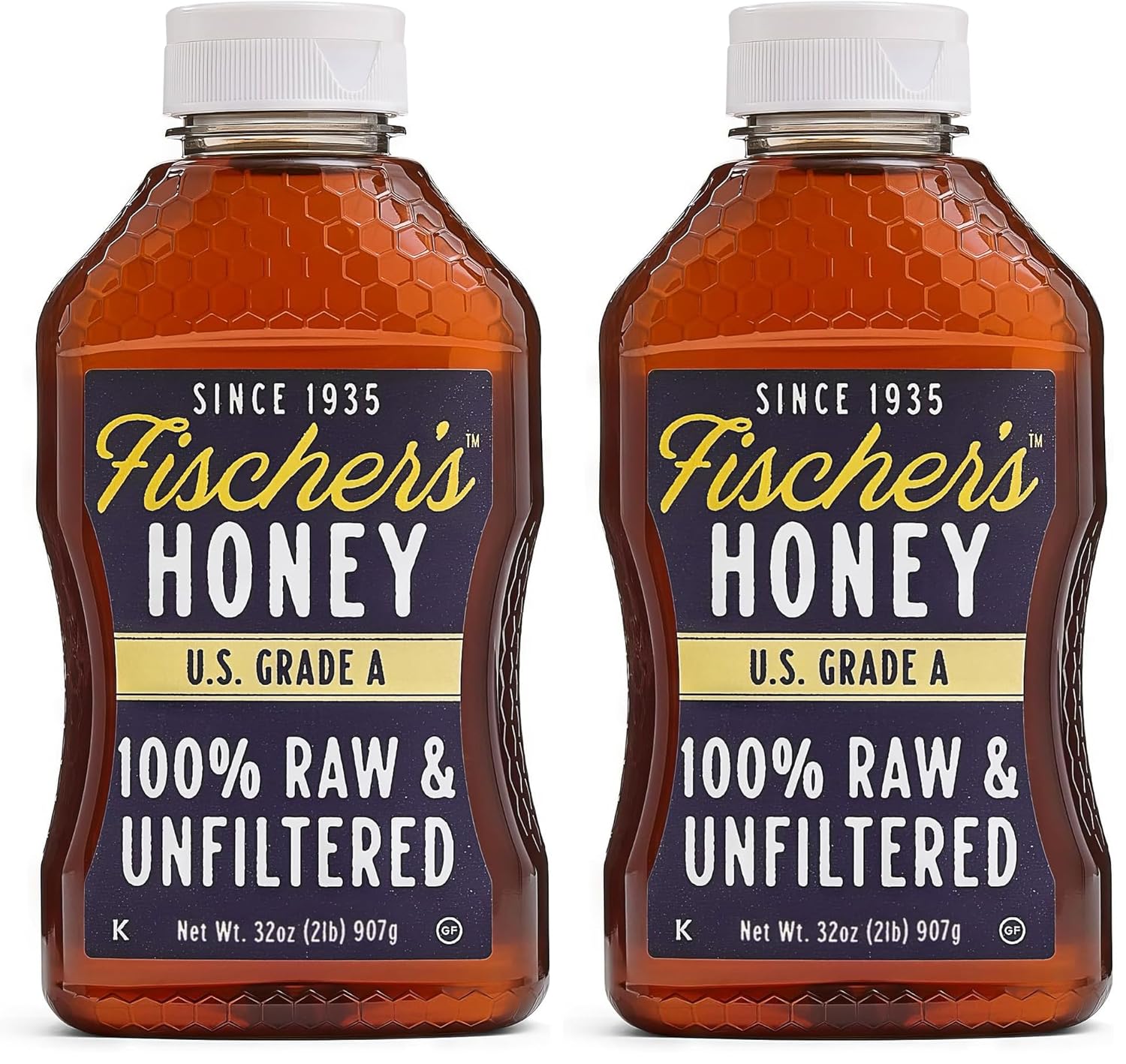 Fischer's 100% Pure, Raw & Unfiltered Honey, 40 oz – All-Natural Sweetener – Rich Flavor Profile, Packed with Nutrients