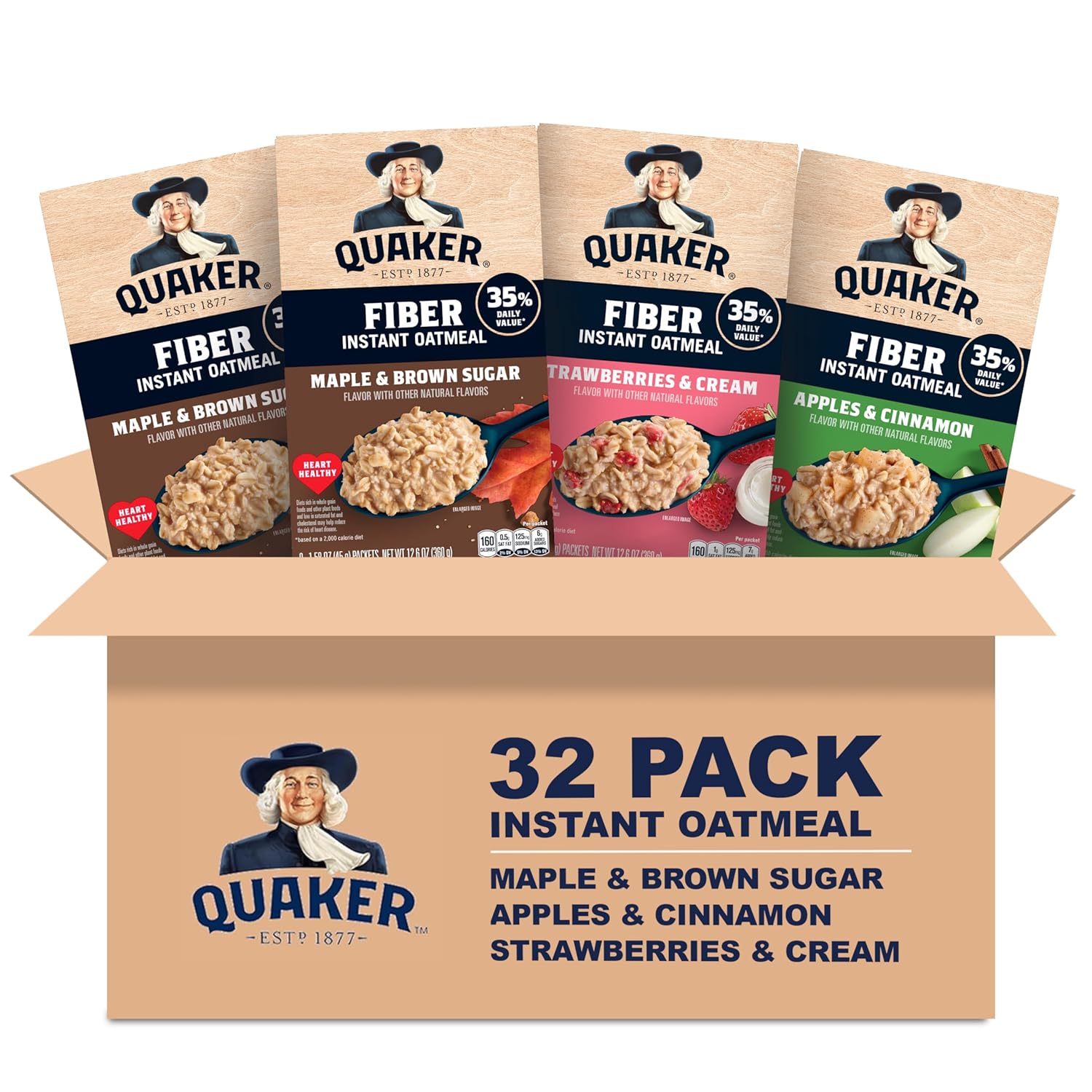 Quaker Instant Oatmeal, 2 Flavor Gluten Free Variety Pack, 32 Count