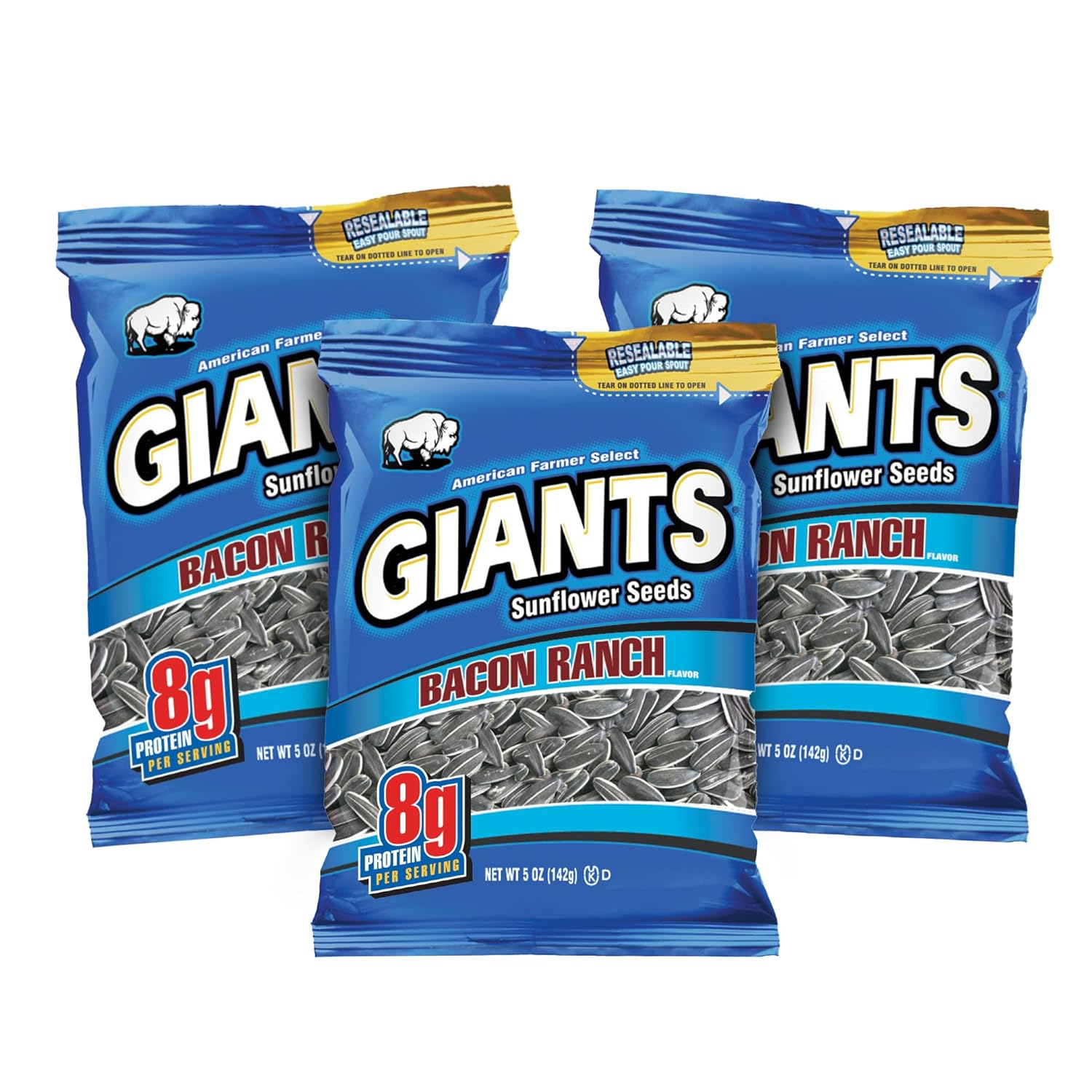 GIANTS Original Sunflower Seeds - Sunflower Seeds to Eat, Sunflower Seeds Bulk, Lightly Salted Sunflower Seeds for Eating, High Protein Snack - 5.75 oz Resealable Bags (Case of 12)