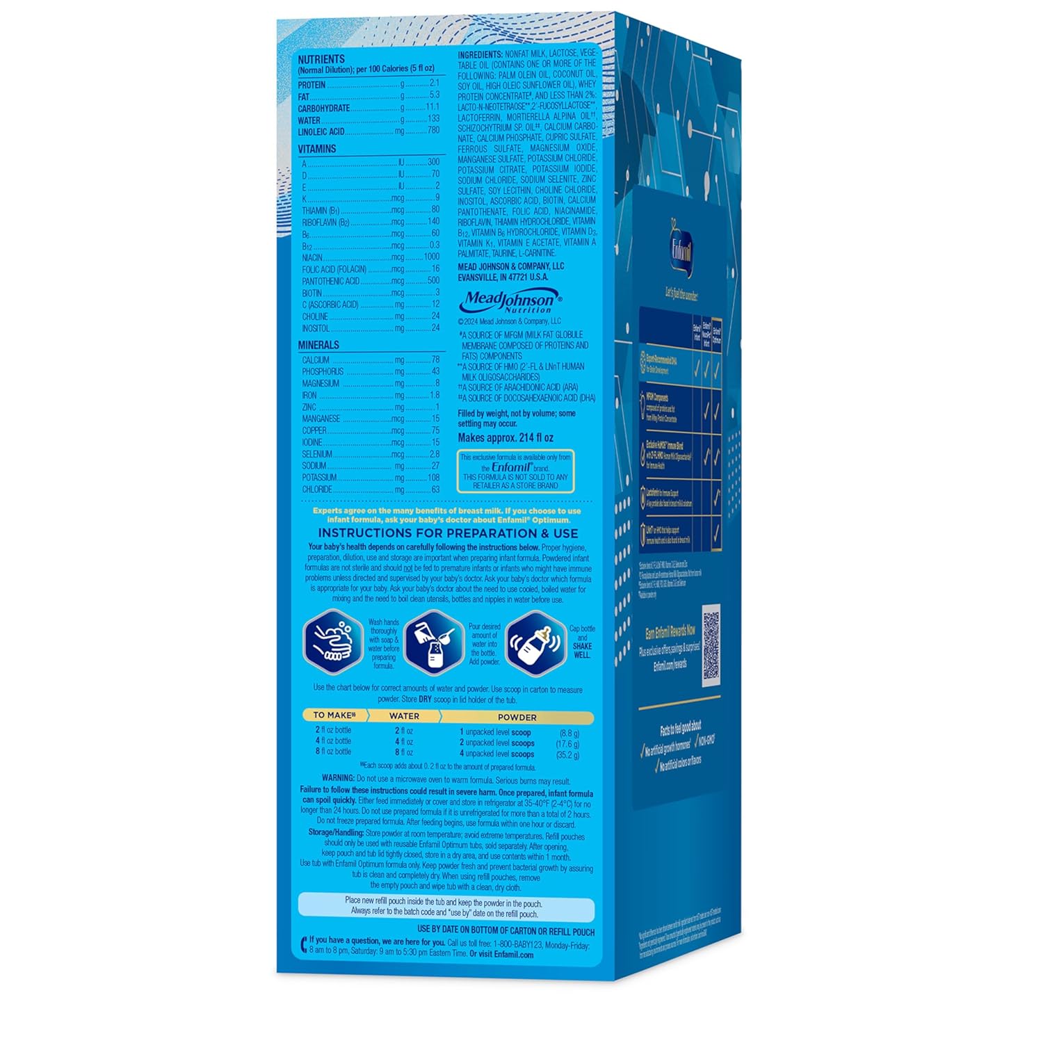 Enfamil Optimum (Enspire), Our Closest Formula to Breast Milk, Immune-Supporting Lactoferrin and Brain-Supporting DHA Baby Formula, Powder 30 Oz Refill, Pack of 4