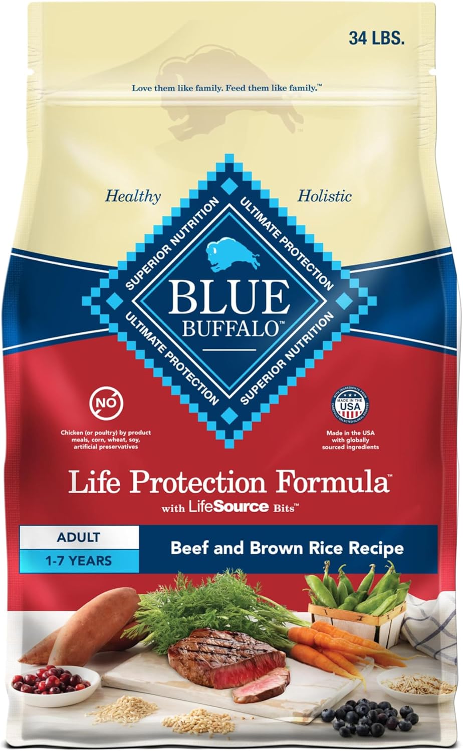 Blue Buffalo Life Protection Formula Adult Dry Dog Food, Helps Build and Maintain Strong Muscles, Made with Natural Ingredients, Chicken & Brown Rice Recipe, 30-lb. Bag