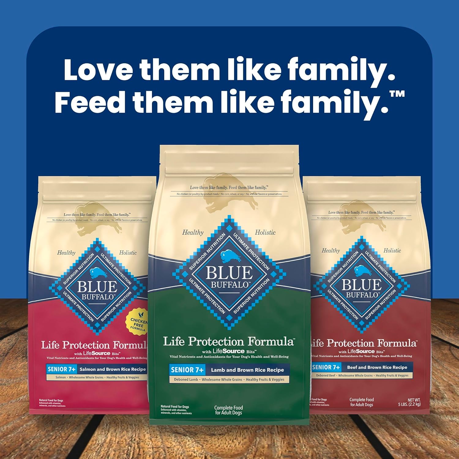 Blue Buffalo Life Protection Formula with LifeSource Bits, Senior 7+ Dry Dog Food, Lamb and Brown Rice Recipe, Natural Food for Dogs, 30 lb. Bag