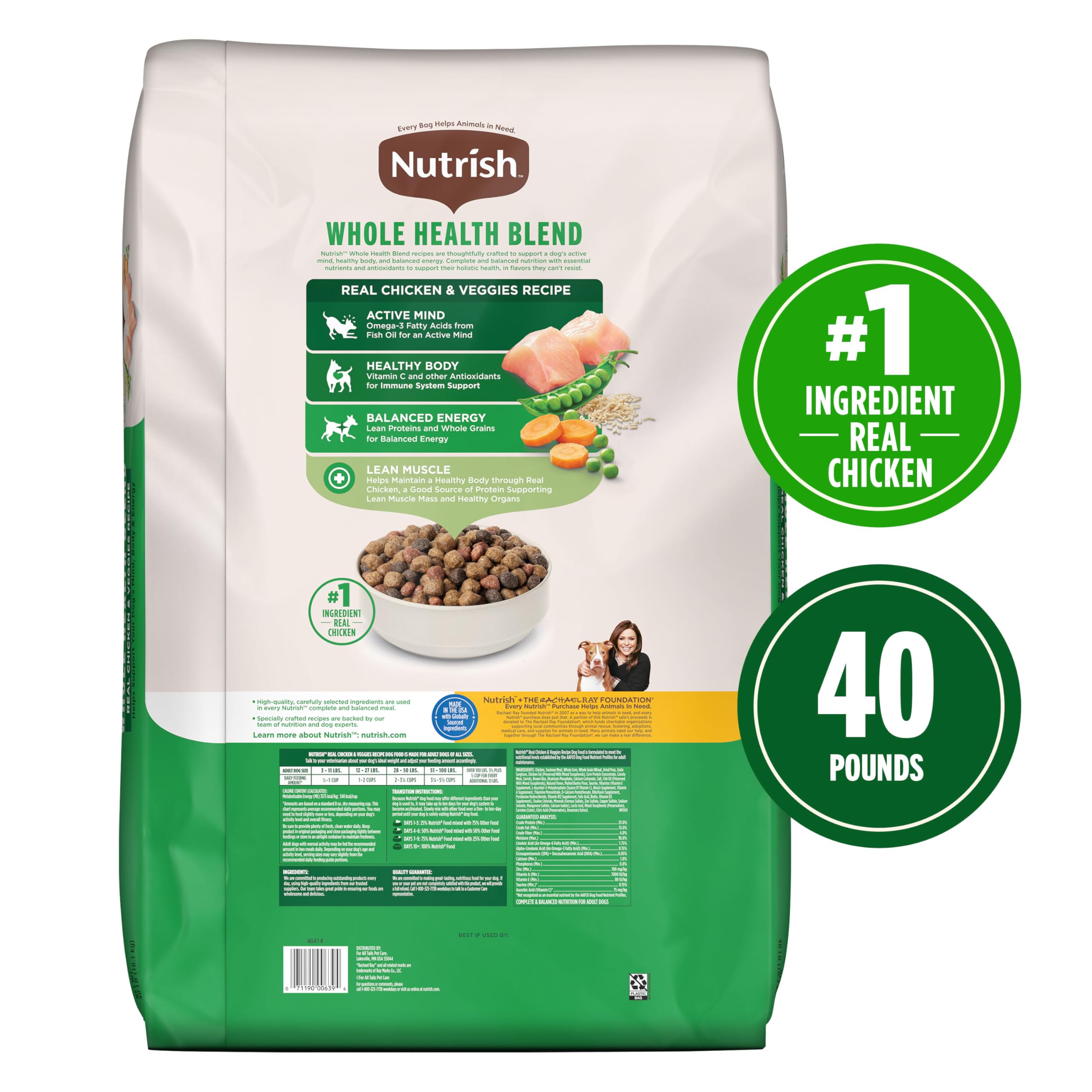 Nutrish Dry Dog Food, Real Chicken & Veggies Recipe Whole Health Blend, 6 lb. Bag (Rachael Ray)