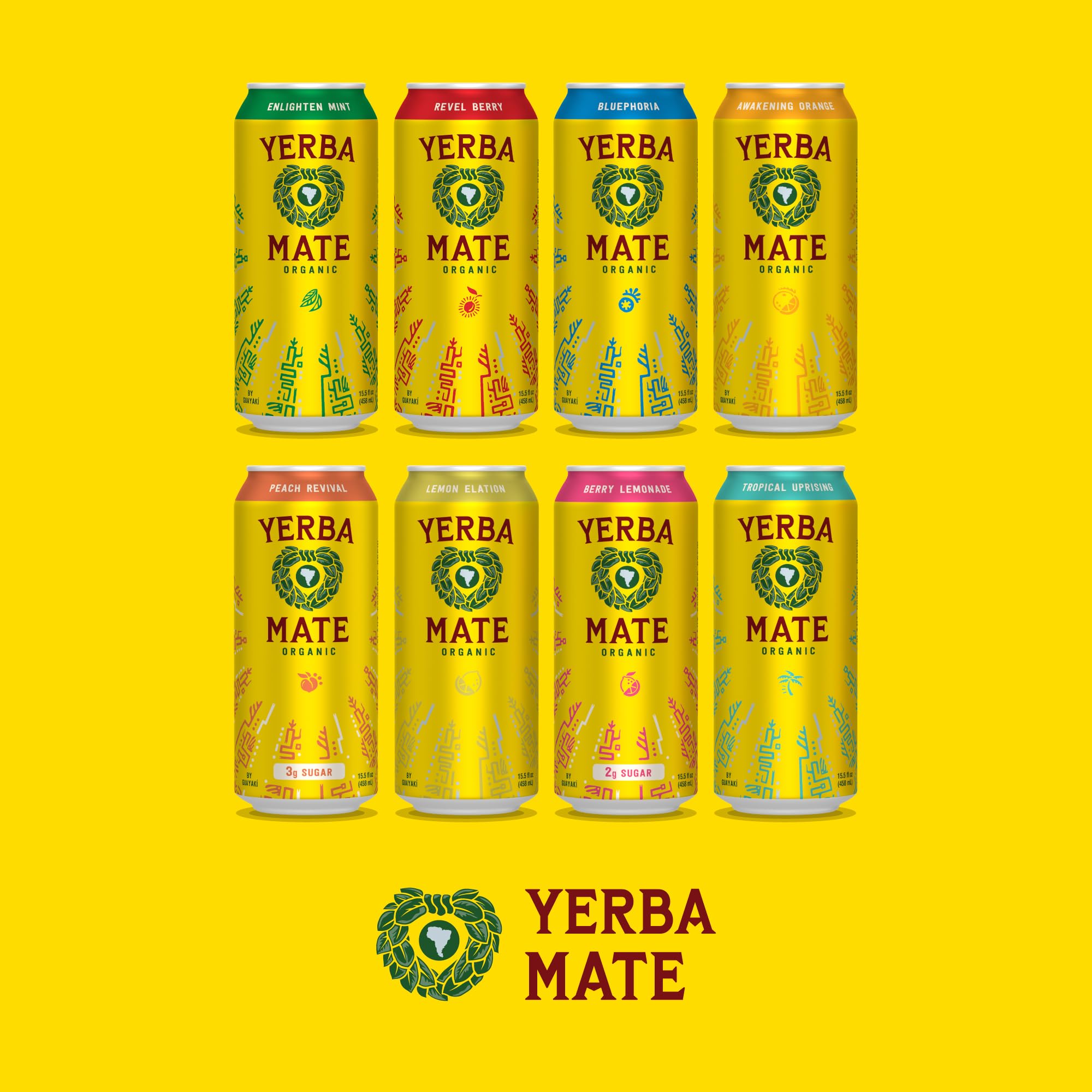 Yerba Madre Organic Yerba Mate, Enlighten Mint, 150mg Natural Caffeine, Energy Drink Alternative, No Jitters or Crash, 15.5 Oz Cans (Pack of 12)