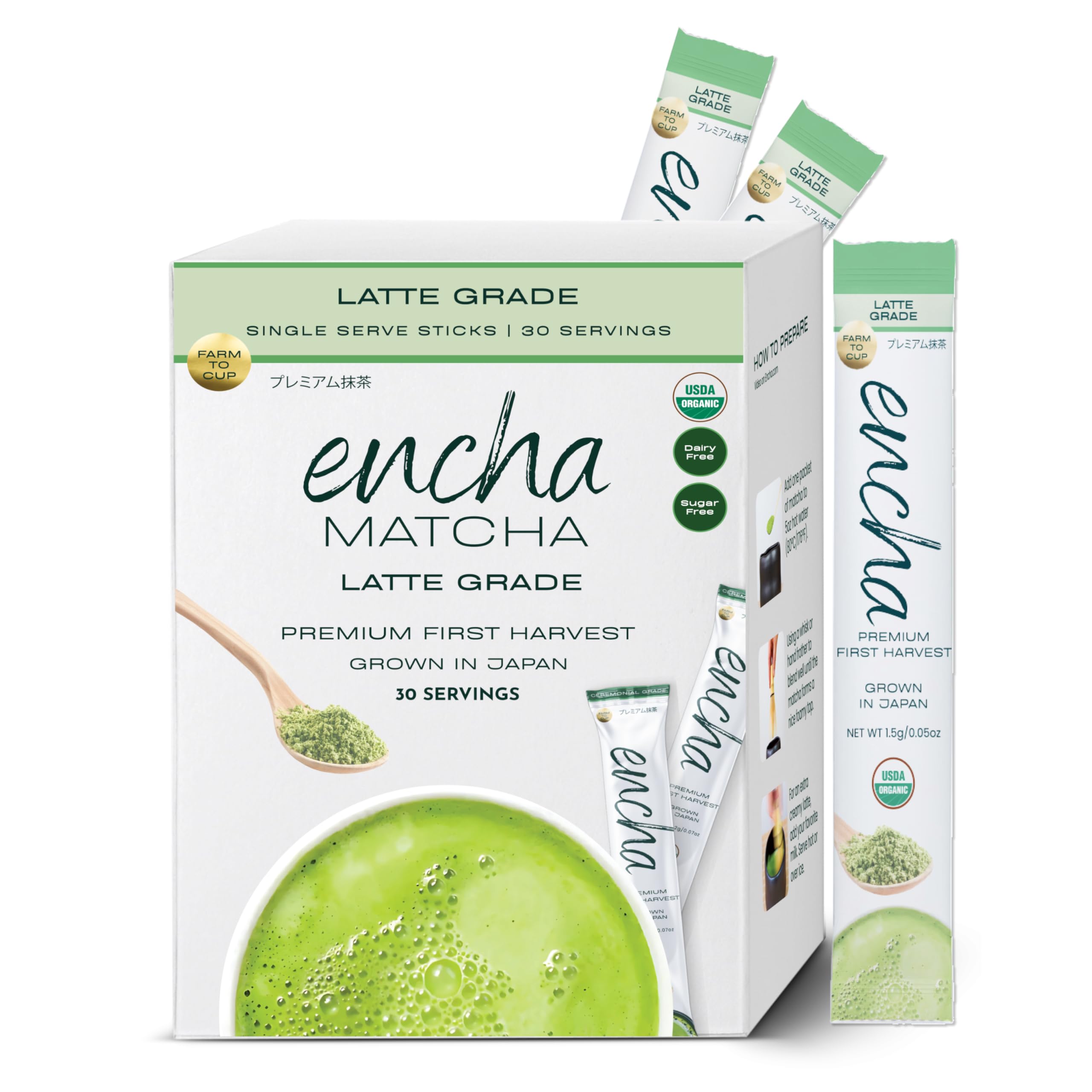 Encha Ceremonial Grade Matcha Powder - Organic First Harvest Japanese Matcha Green Tea, Matcha Tea From Uji, Japan (60g/2.12oz)