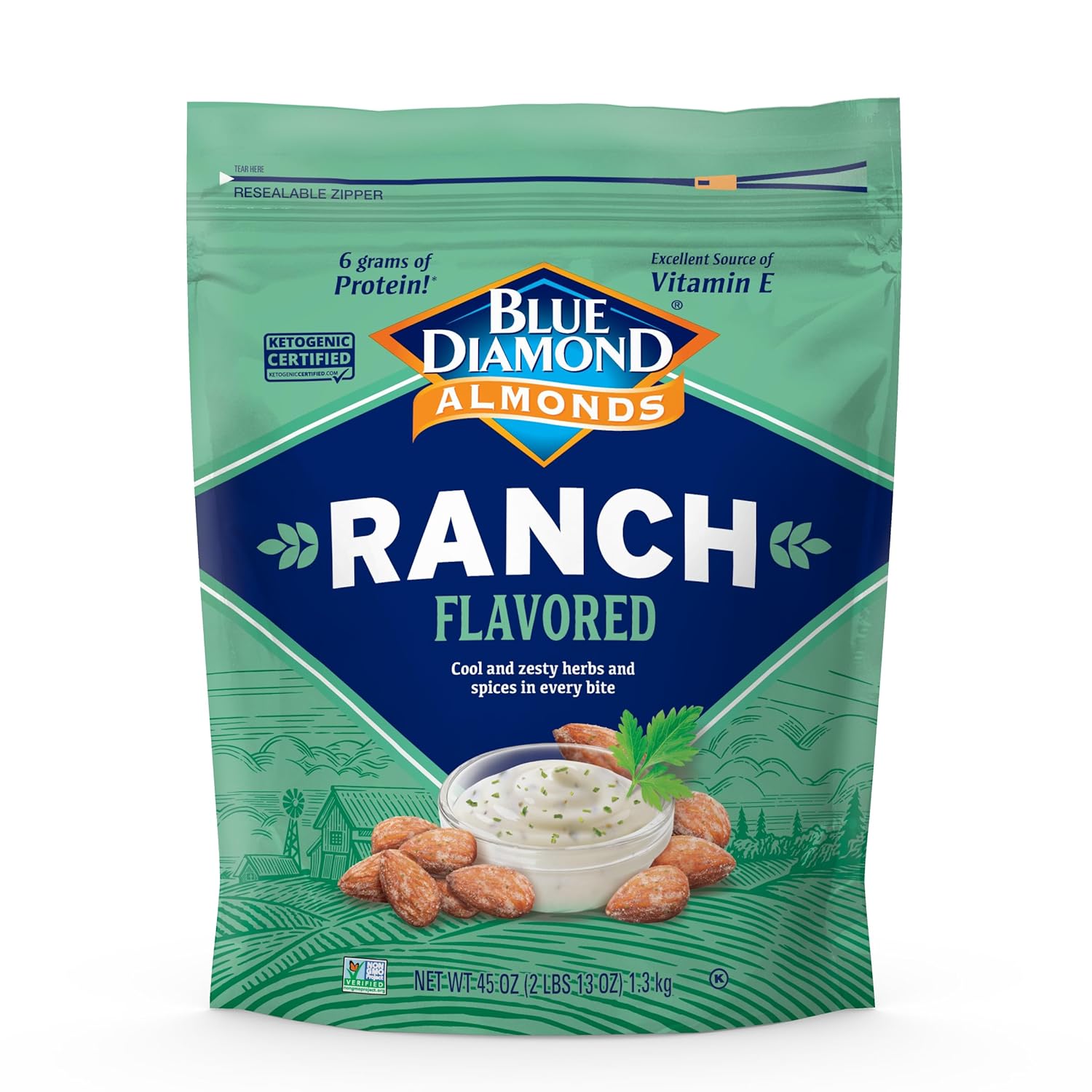 Blue Diamond Almonds Whole Natural Raw Snack Nuts, 40 Oz Resealable Bag (Pack of 1)