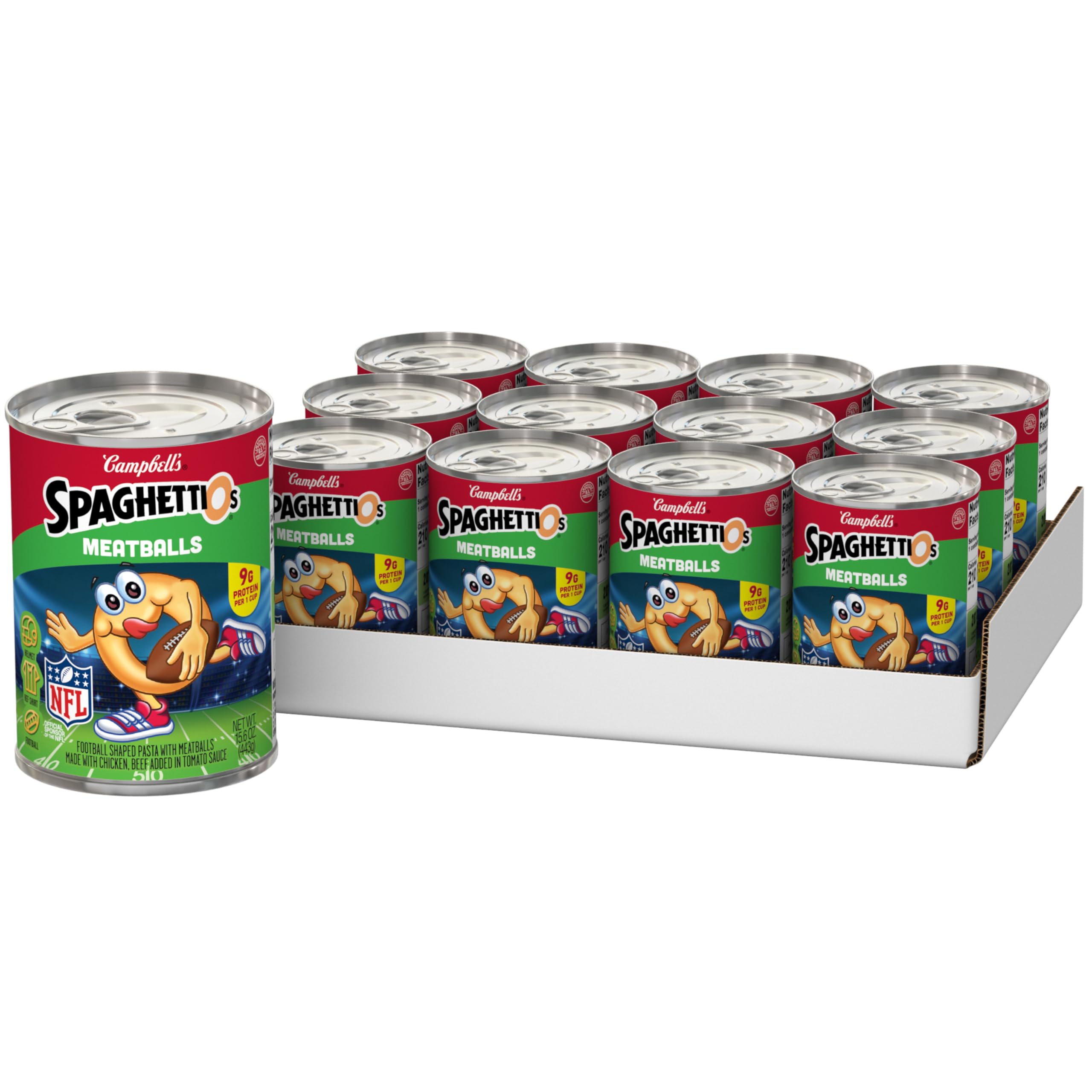 SpaghettiOs Canned Pasta with Meatballs, 15.6 oz Can (12 Pack)