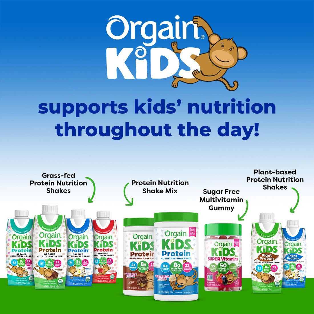 Orgain Organic Kids Nutritional Protein Shake, Chocolate, Healthy Kids Snacks, 8g Dairy Protein, 3g Fiber, 22 Vitamins & Minerals, No Soy Ingredients, Gluten Free, Non-GMO, 8.25 Fl Oz (Pack of 12)