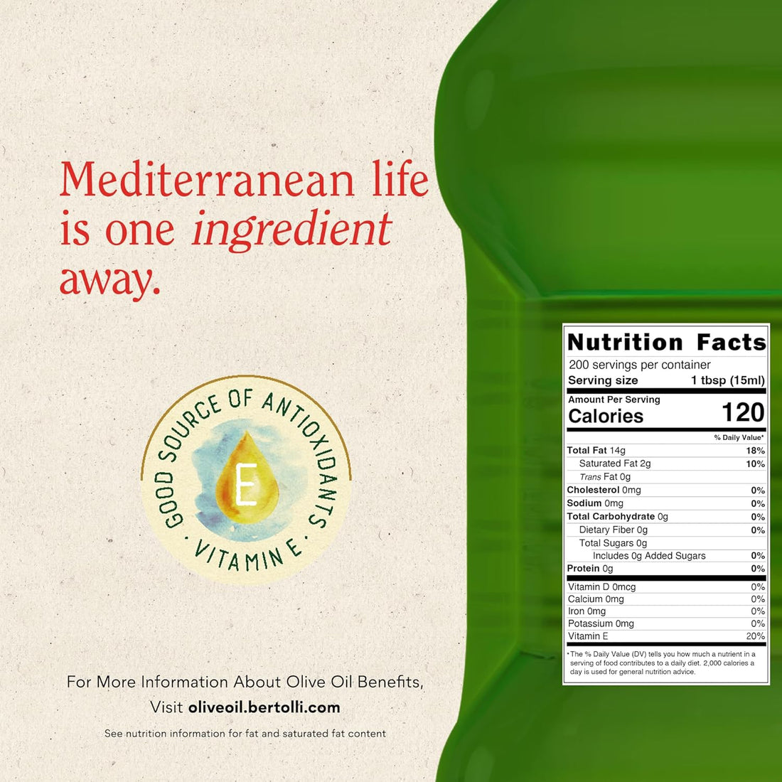 BERTOLLI RICH EXTRA VIRGIN OLIVE OIL 101 OZ (3L)