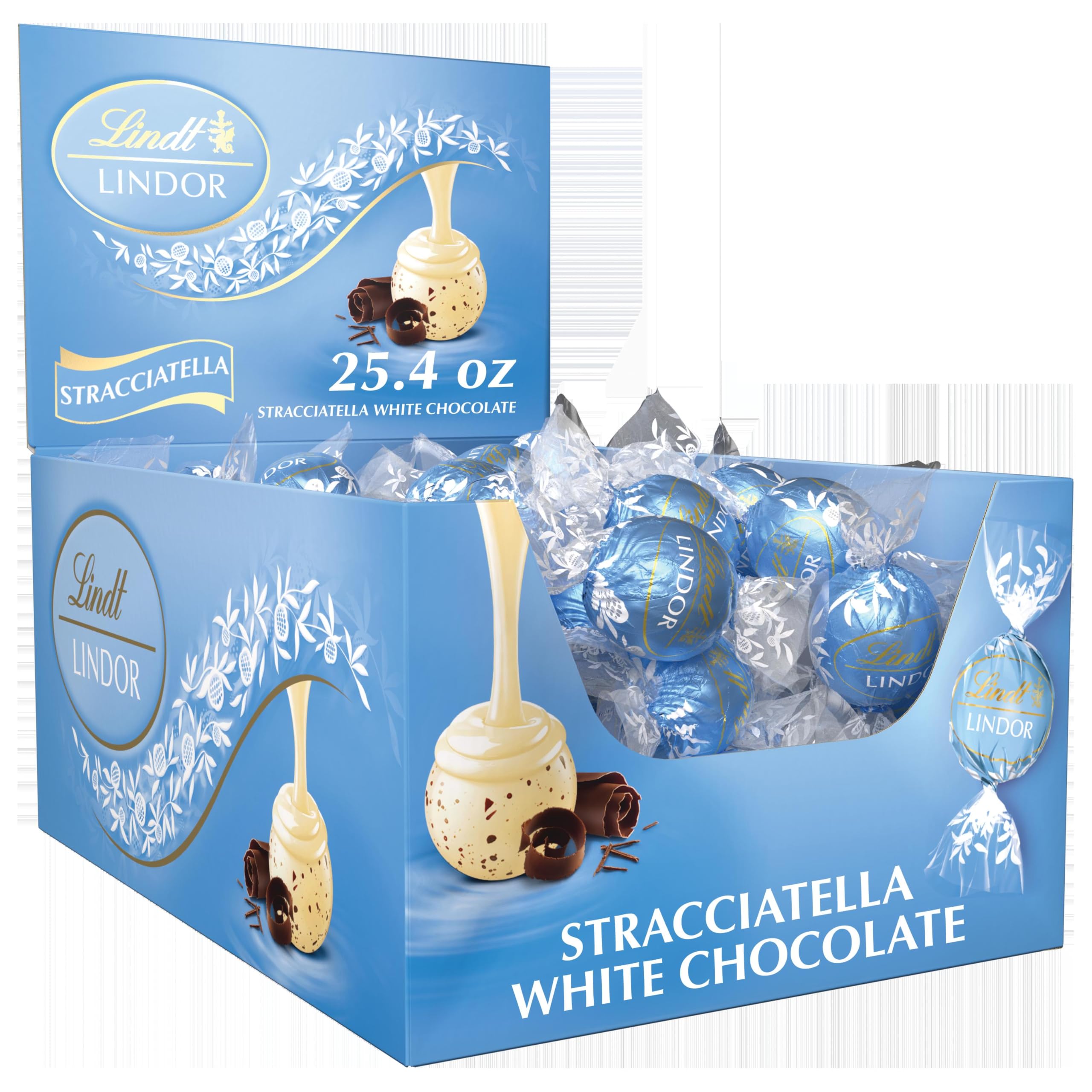 Lindt LINDOR White Chocolate Peppermint Truffles, White Chocolate Candy with Smooth Peppermint Truffle Center, 25.4 oz., 60 Count