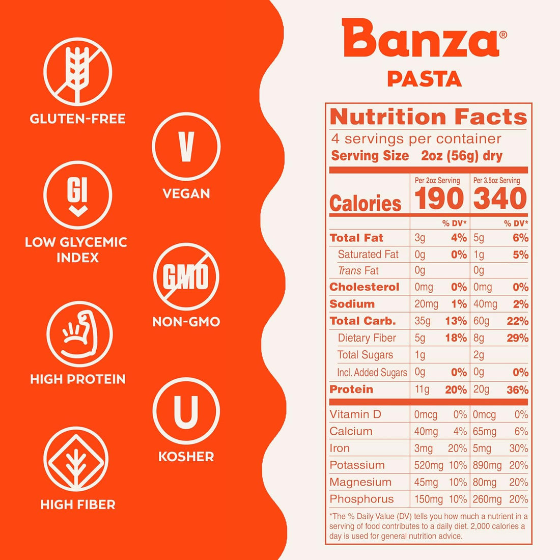 Banza Gluten-Free Chickpea Pasta, Variety Pack 20g Protein | Lower Carb | High Fiber | High Protein | Plant Based Pasta | 8oz (Pack of 6)