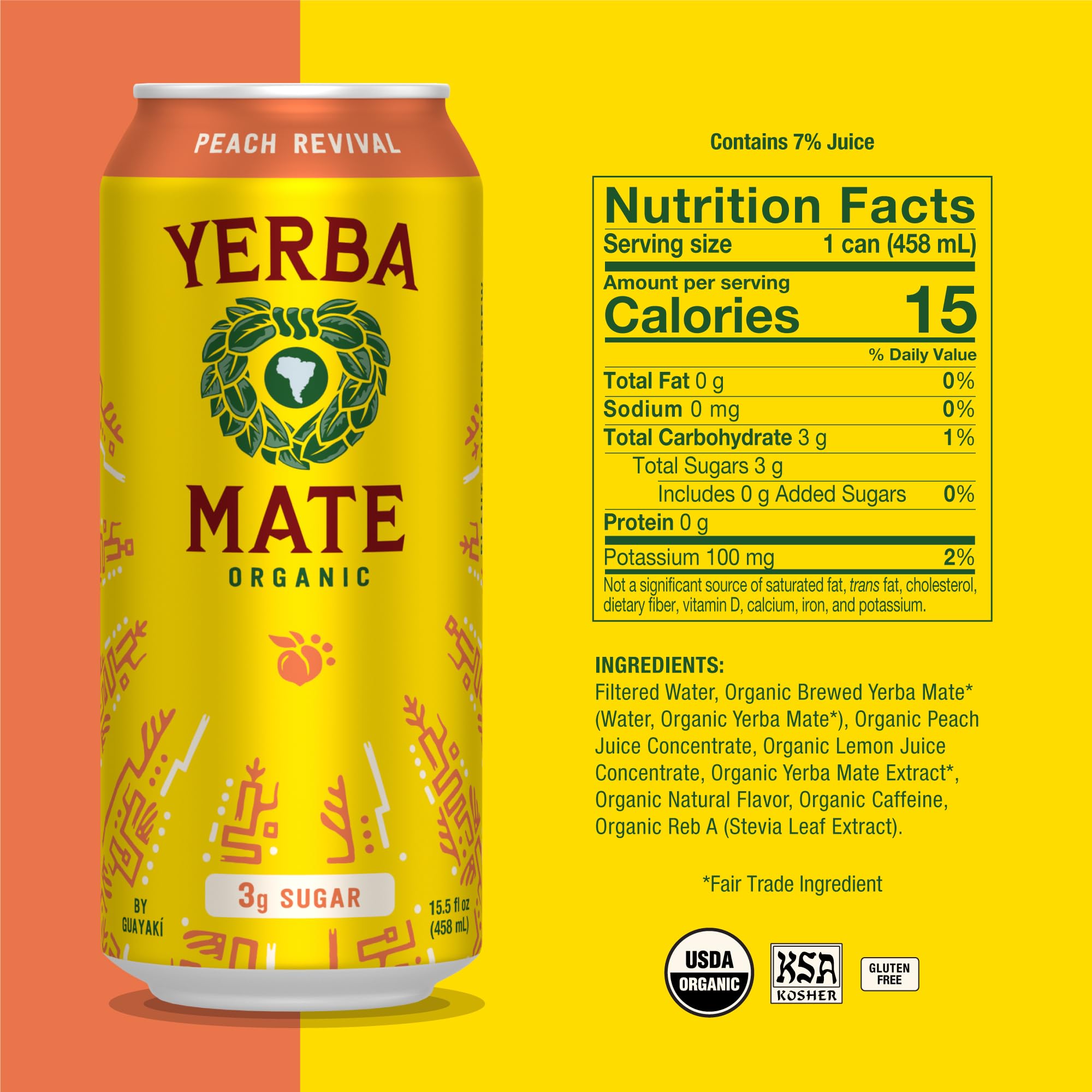 Yerba Madre Organic Yerba Mate, Enlighten Mint, 150mg Natural Caffeine, Energy Drink Alternative, No Jitters or Crash, 15.5 Oz Cans (Pack of 12)