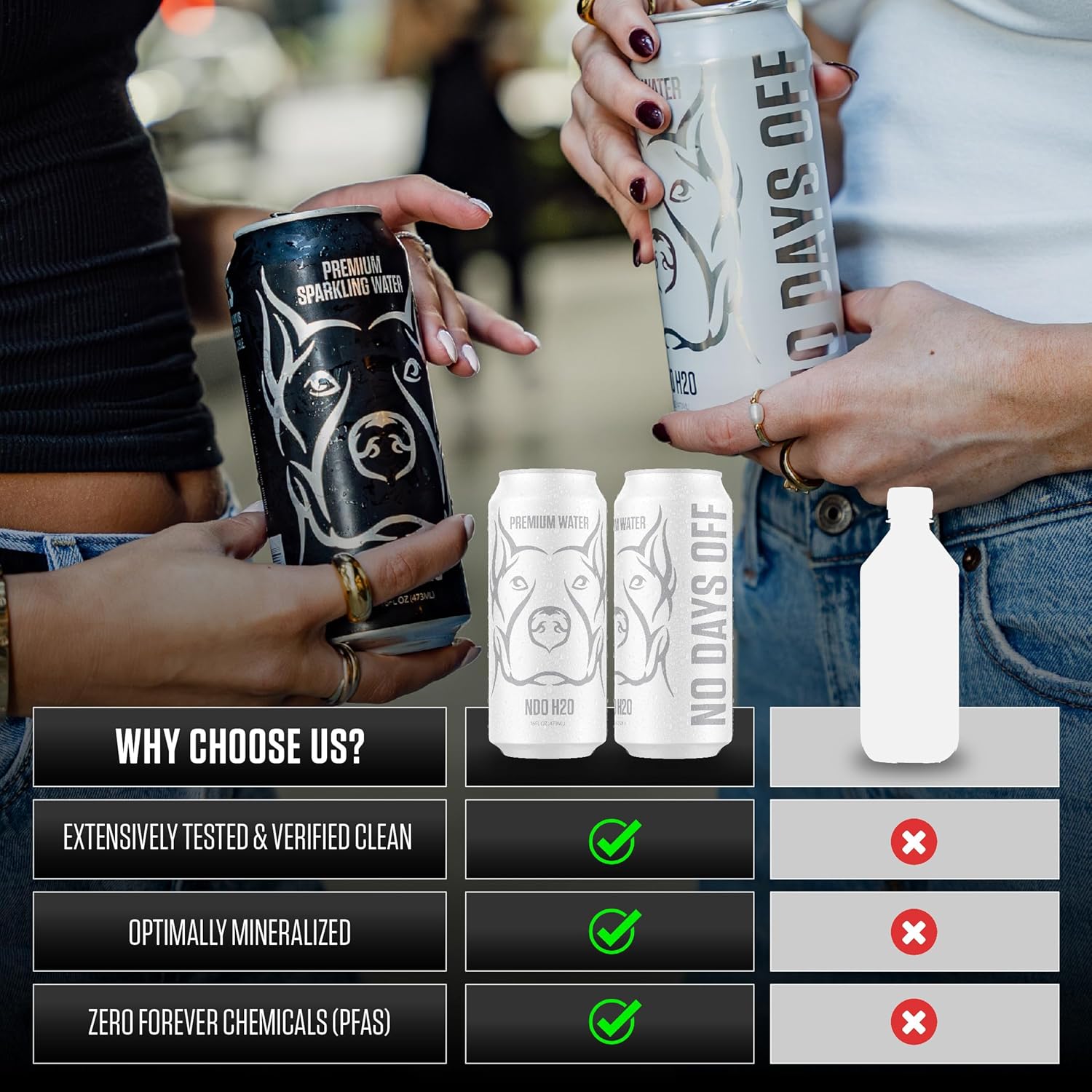 NO DAYS OFF Premium Water - 12 Pack, 16 fl oz, Still - 8.1pH Alkaline Ultra-Purified Reverse Osmosis with Electrolytes & Minerals - Calcium, Magnesium, Potassium - BPA-free 100% Recyclable Cans